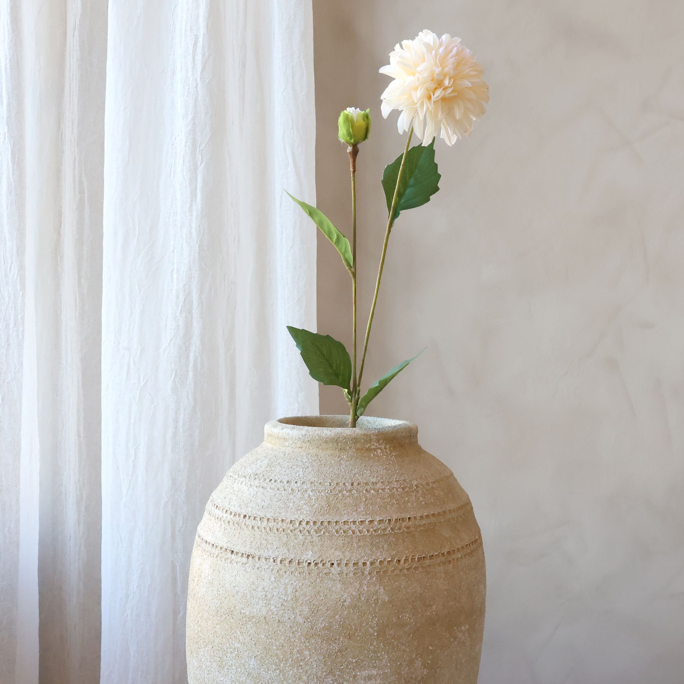 Dahlie Kunstblume mit Stiel, champagner, 44 cm