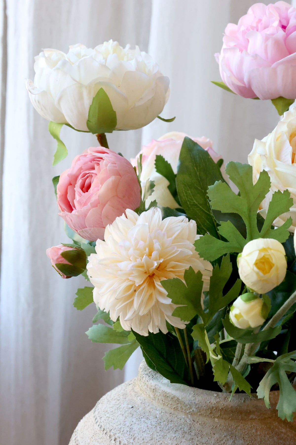 Dahlie Kunstblume mit Stiel, champagner, 44 cm