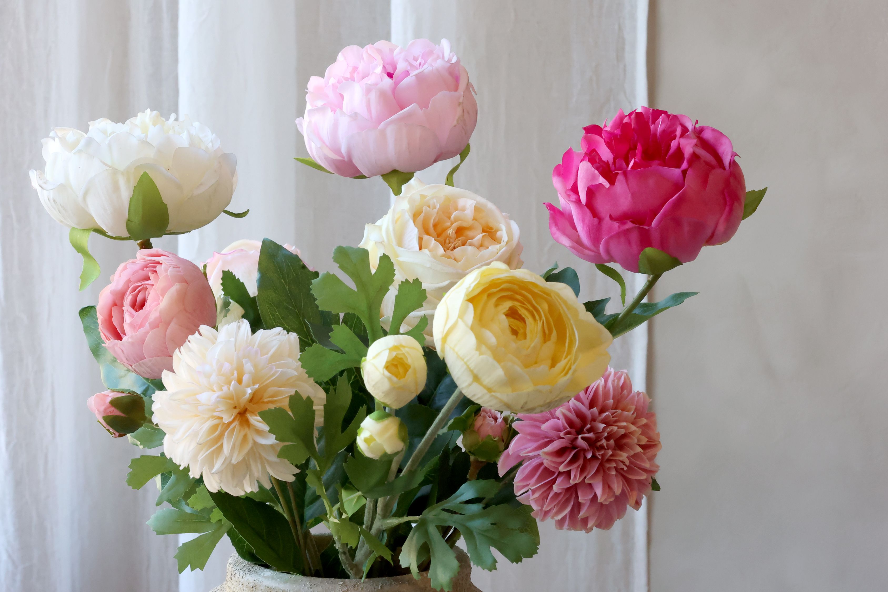 Kunstblume Pfingstrose rosa mit Stiel, 60 cm