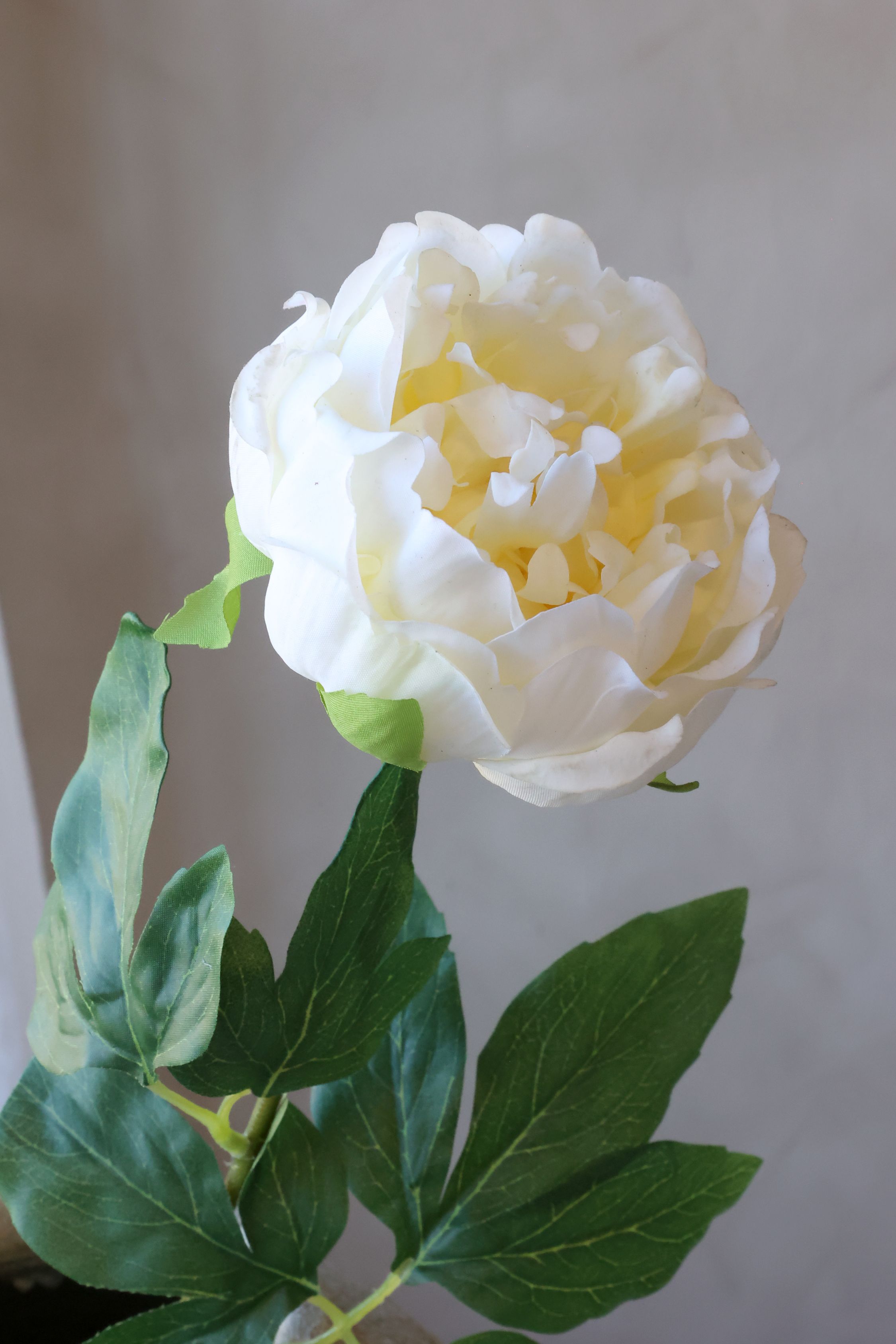 Kunstblume Pfingstrose mit Stiel, 60 cm, creme