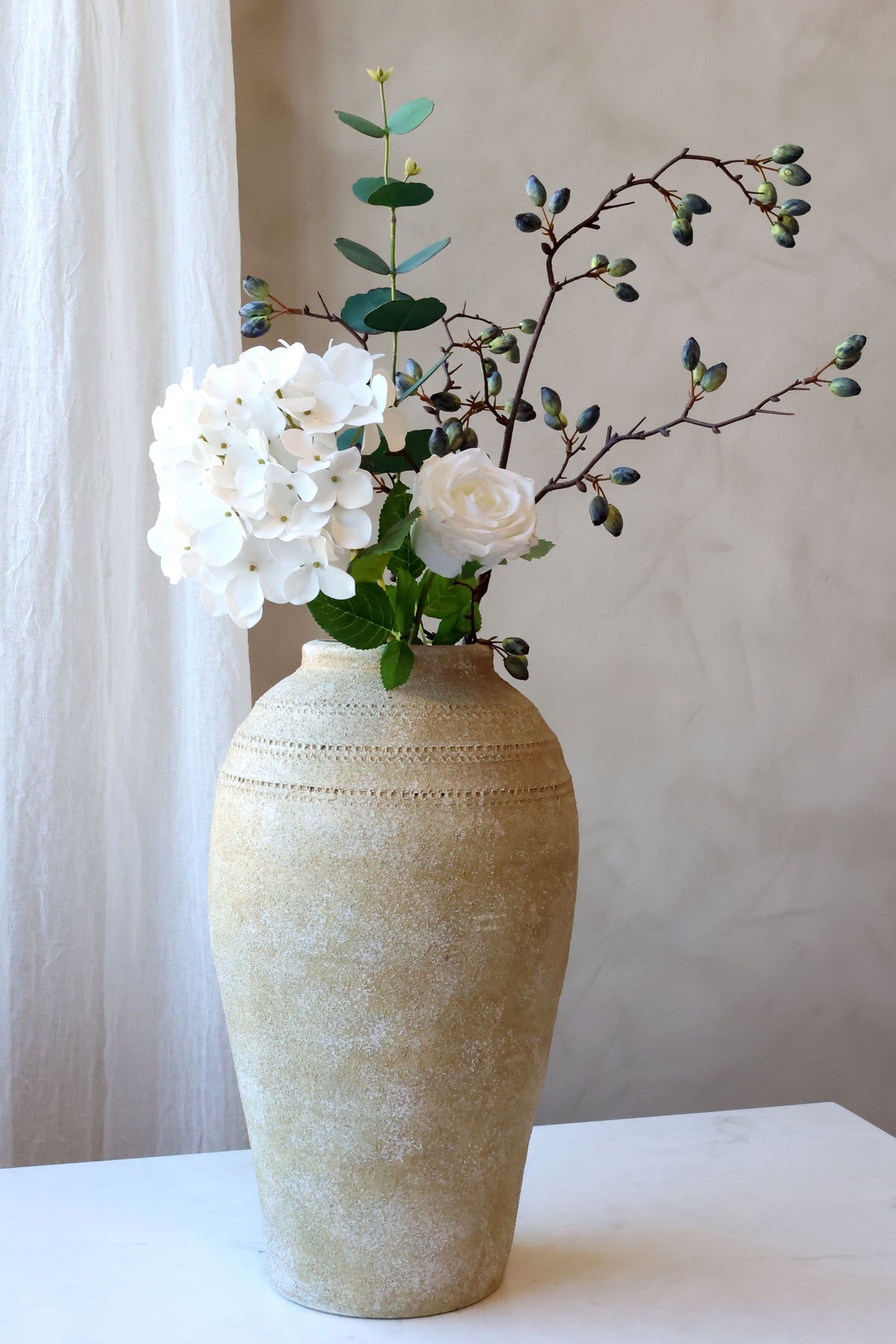 Kunstblume Hortensie weiß 65 cm