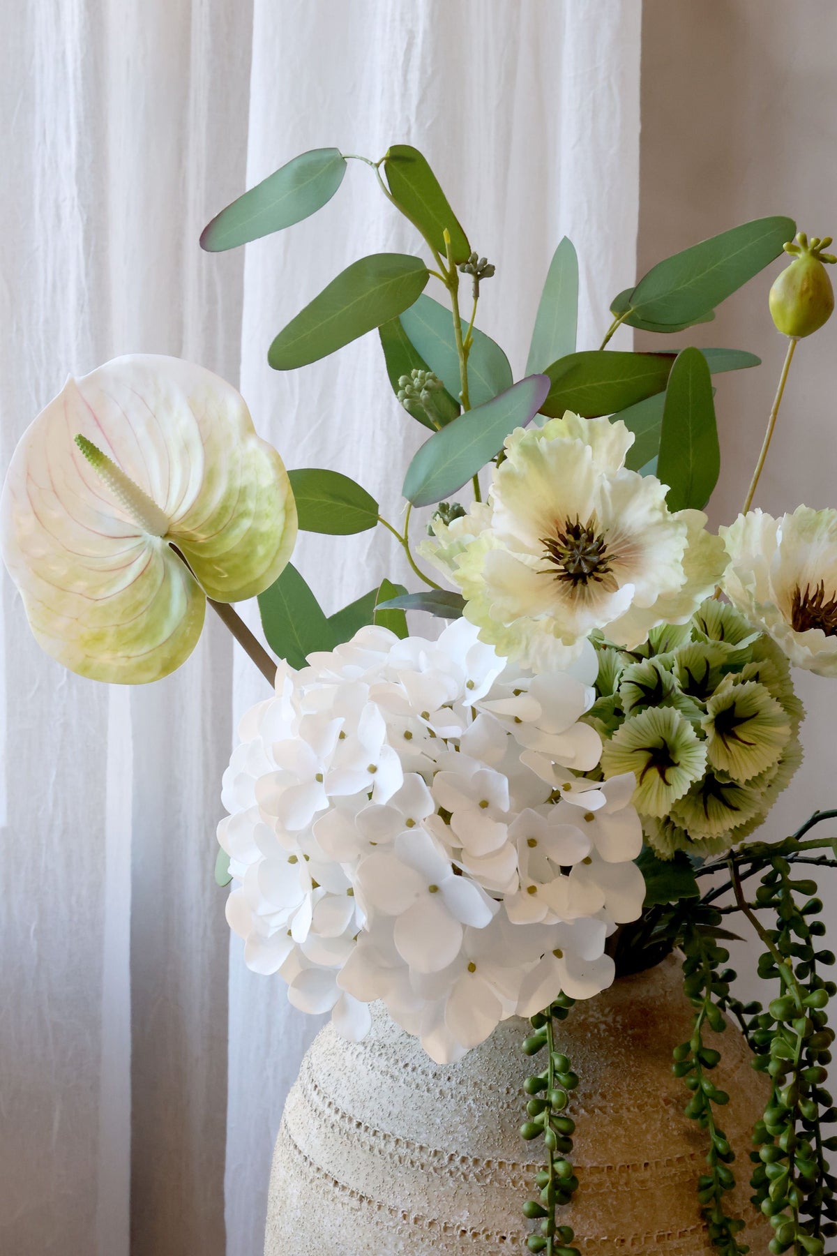 Kunstblume Fleur weiß 58 cm hoch