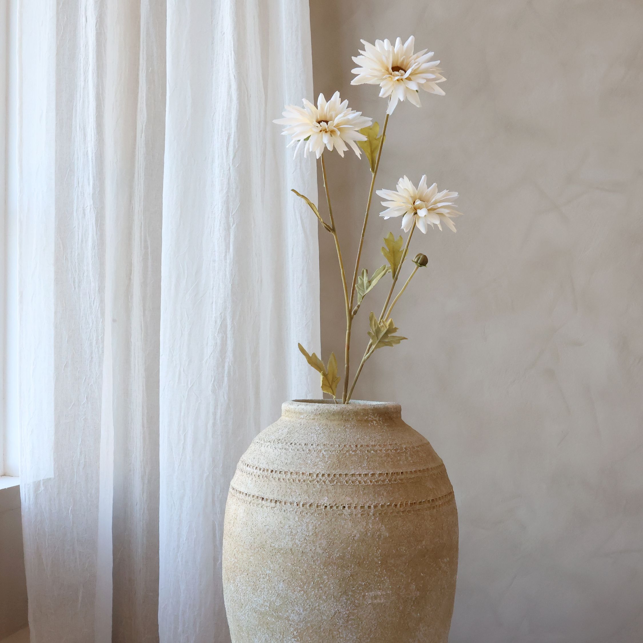 Kunst-Chrysantheme mit Stiel, 60 cm hoch, creme