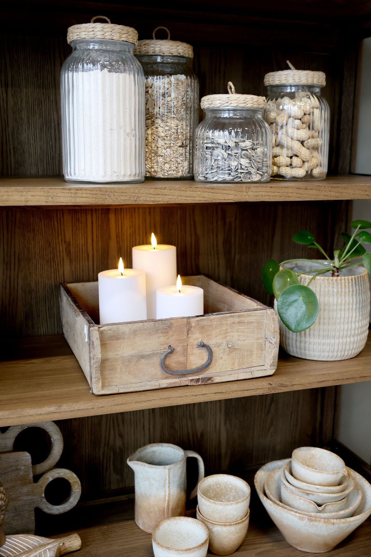 Vitrinenschrank Marseille mit 4 Türen, natur