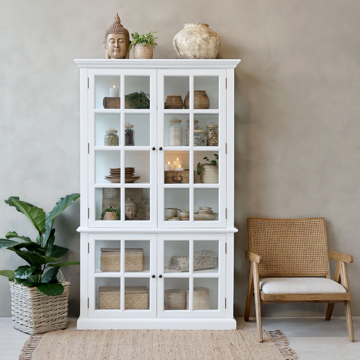 Vitrinenschrank Marseille mit 4 Türen, weiß, 196 cm hoch