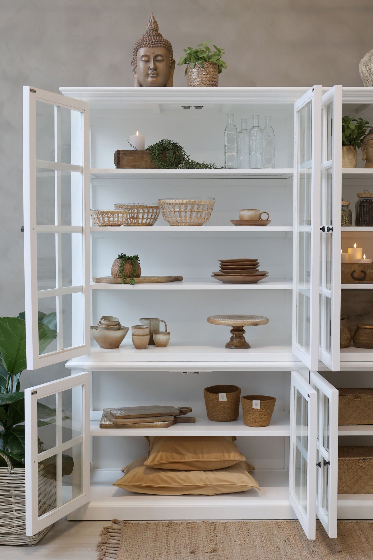 Marseille Vitrinenschrank mit 8 Türen, weiß, 195 cm hoch