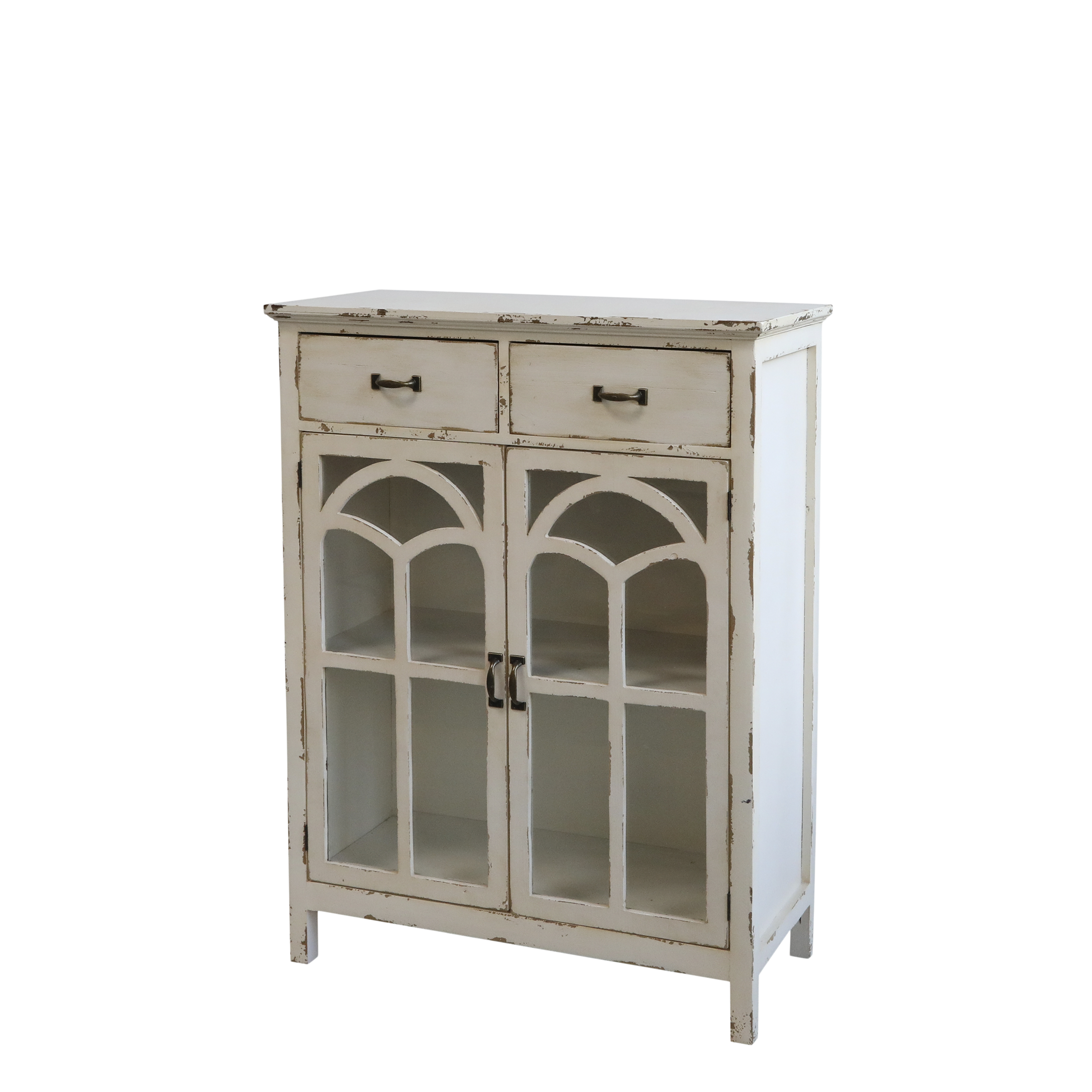 Vitrinenschrank mit Glastüren in Antique Creme