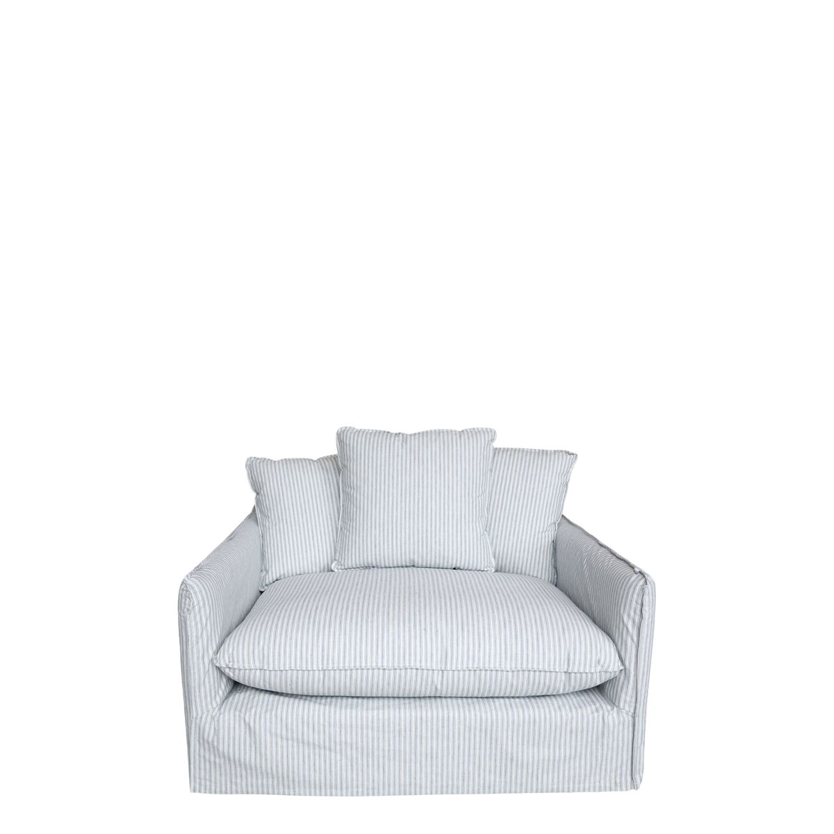 Malo Stuhl mit 3 Kissen aus Leinen, sky blue und creme