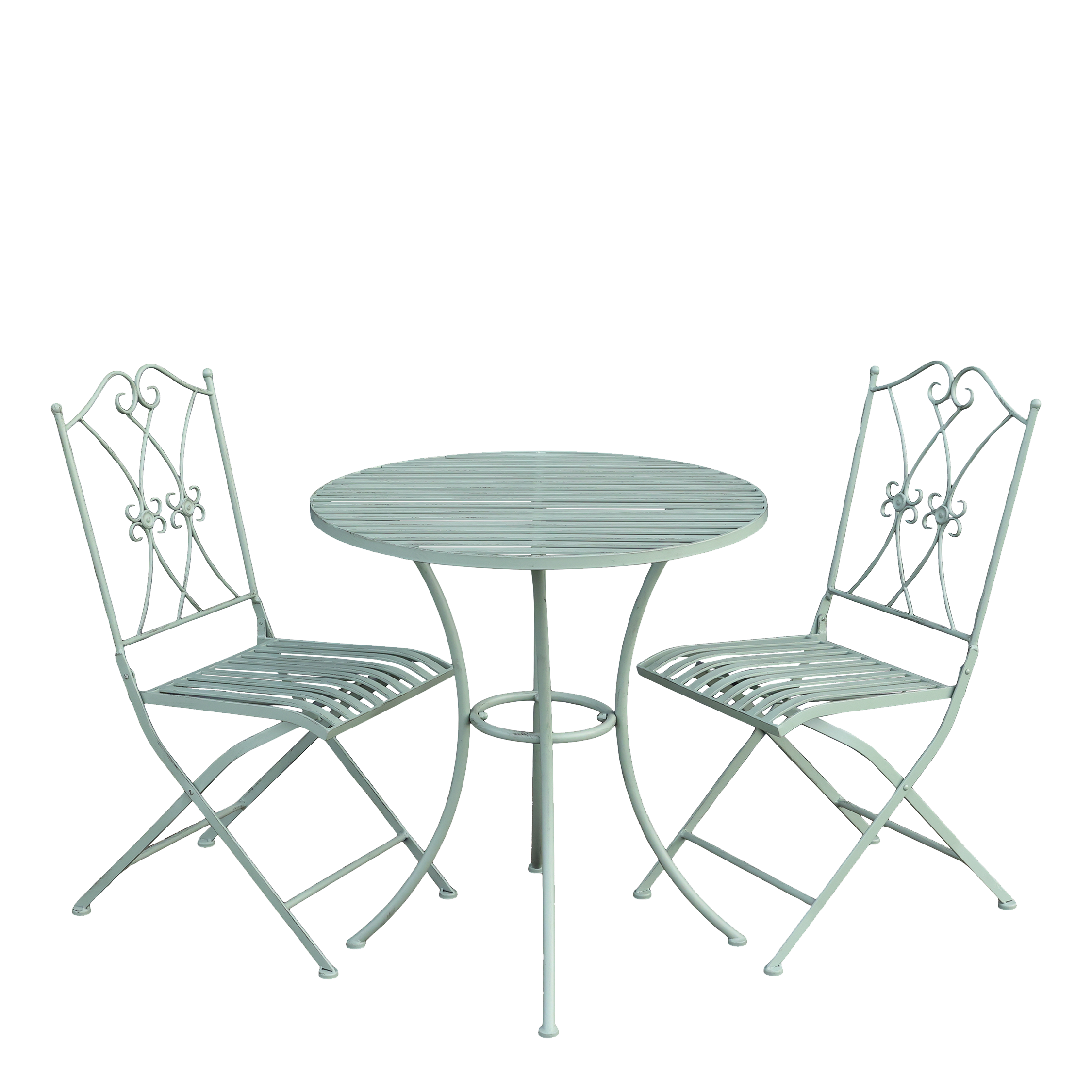 Bistro Set w. 2 chairs & 1 table H72/D70 cm antique verte