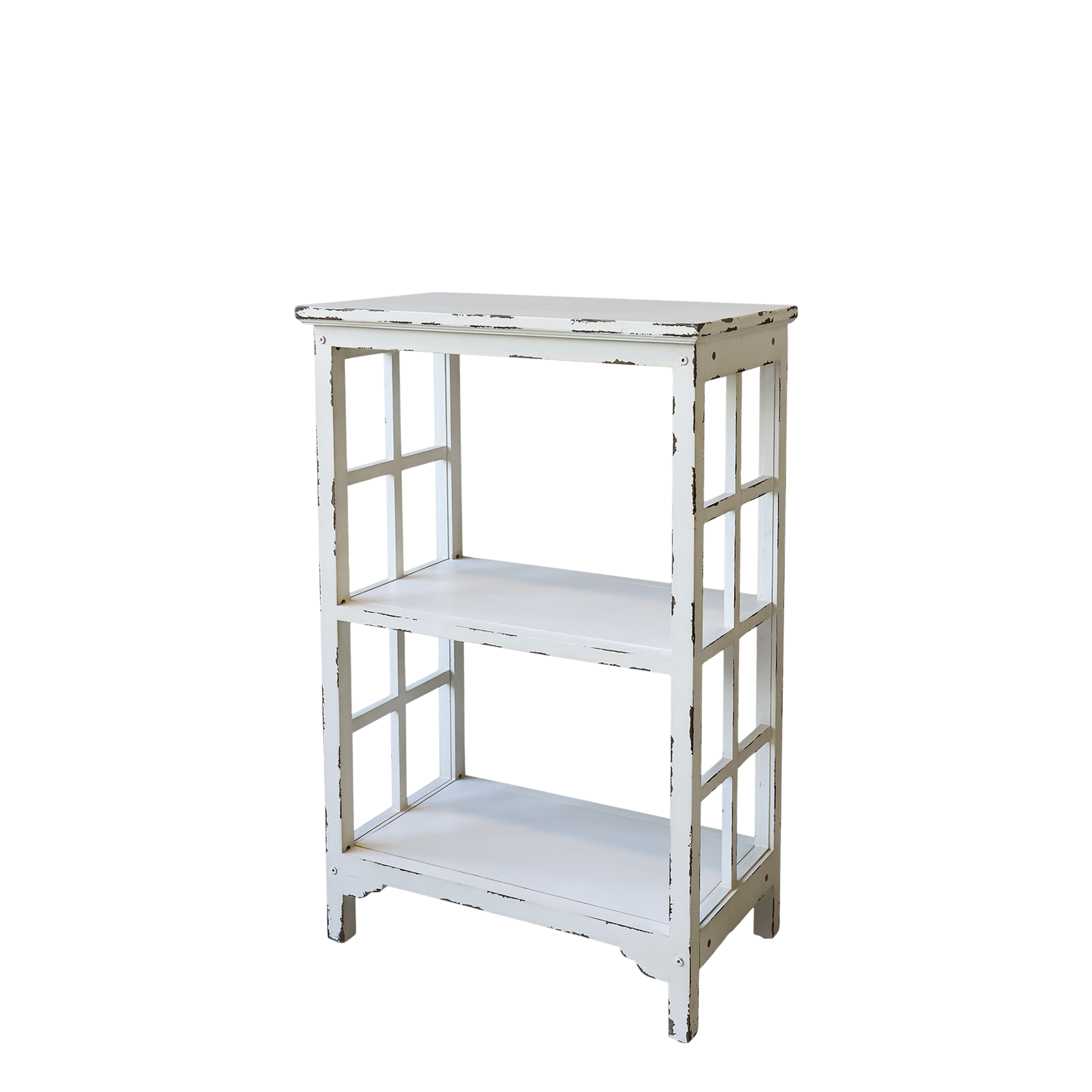 Tisch mit Regal aus Tannenholz, 60x35 cm, antique creme