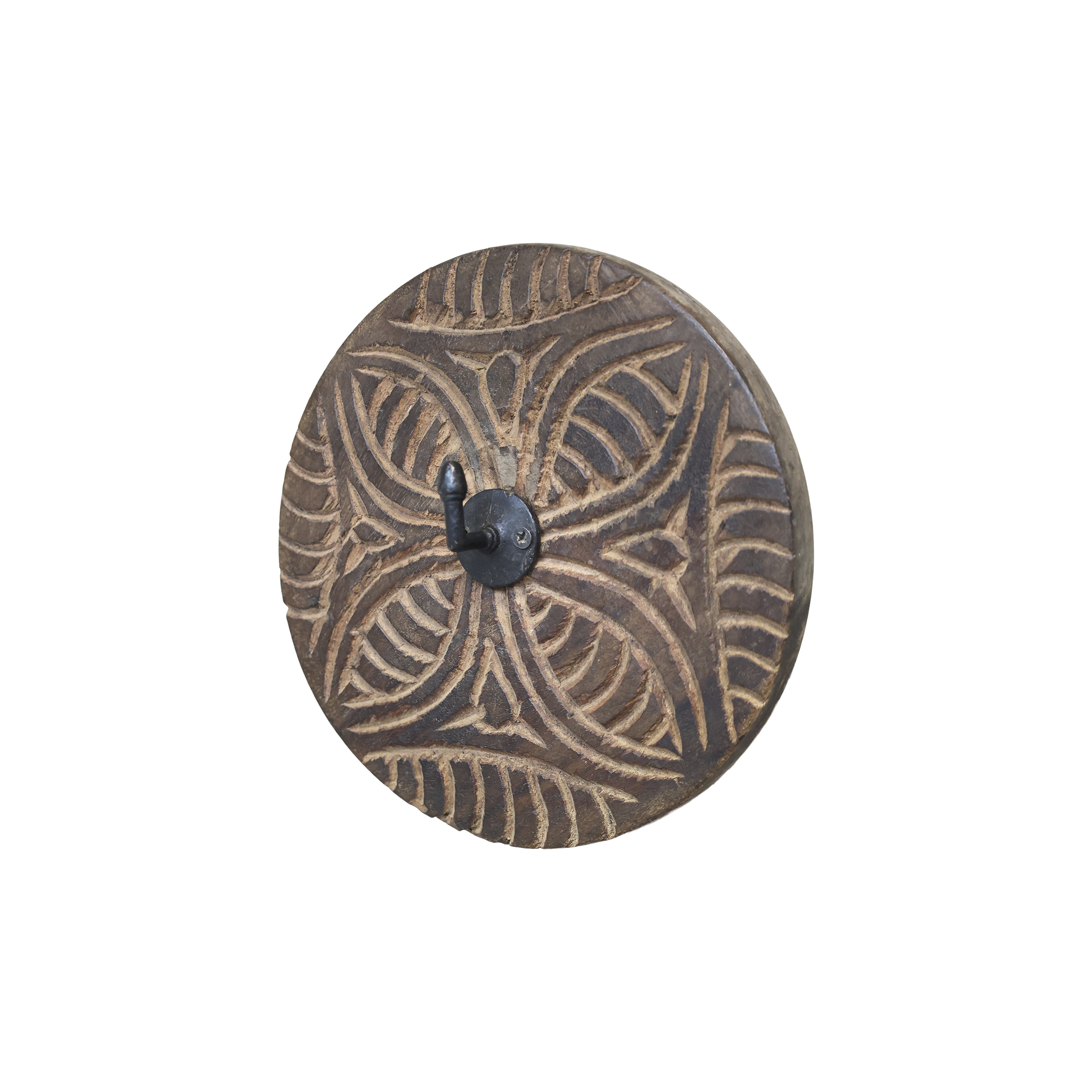 Deko Haken aus Recyclingholz und Eisen, 24 cm