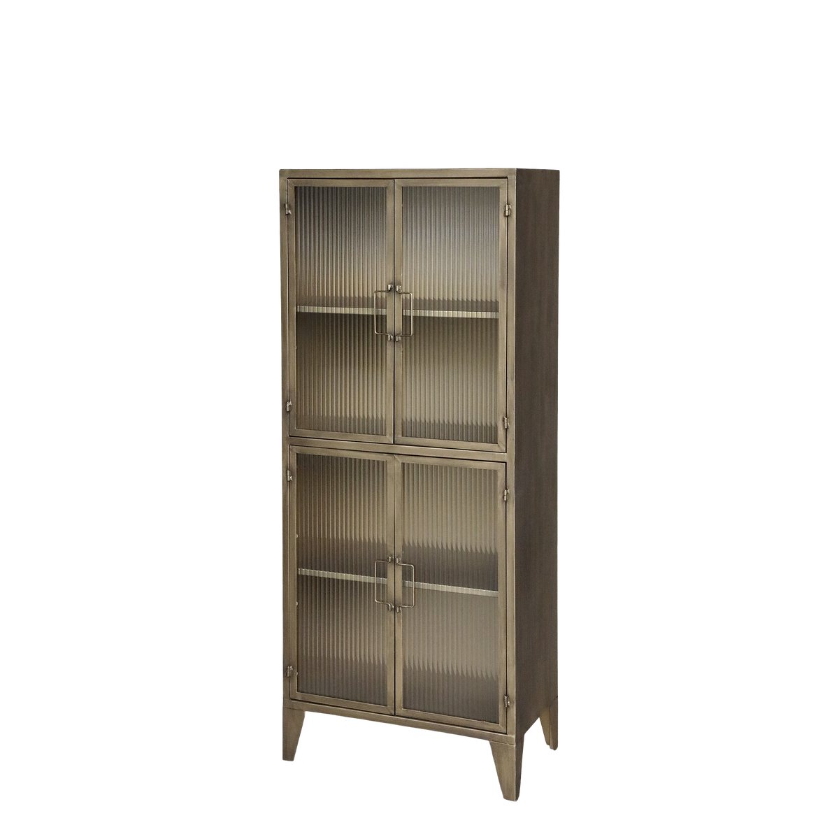 Vitrinenschrank mit 4 Glastüren in Antique Messing