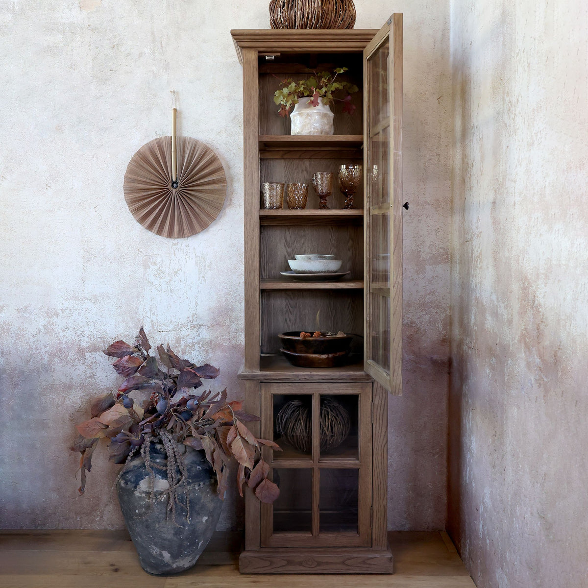 Vitrinenschrank Marseille aus Pappelholz, 196 cm hoch