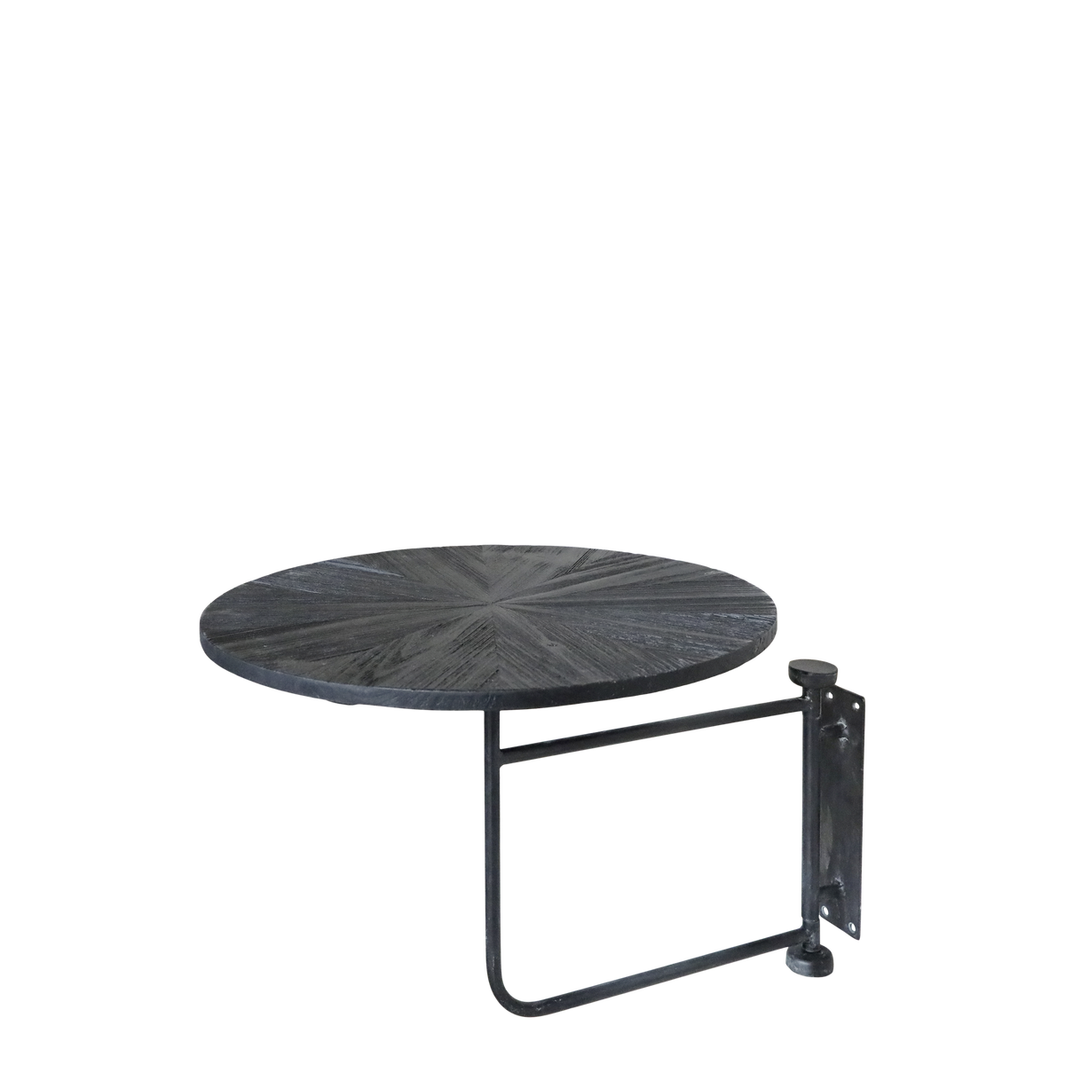 Wandtisch aus Eisen und Tannenholz, kohle, 45,5 cm hoch