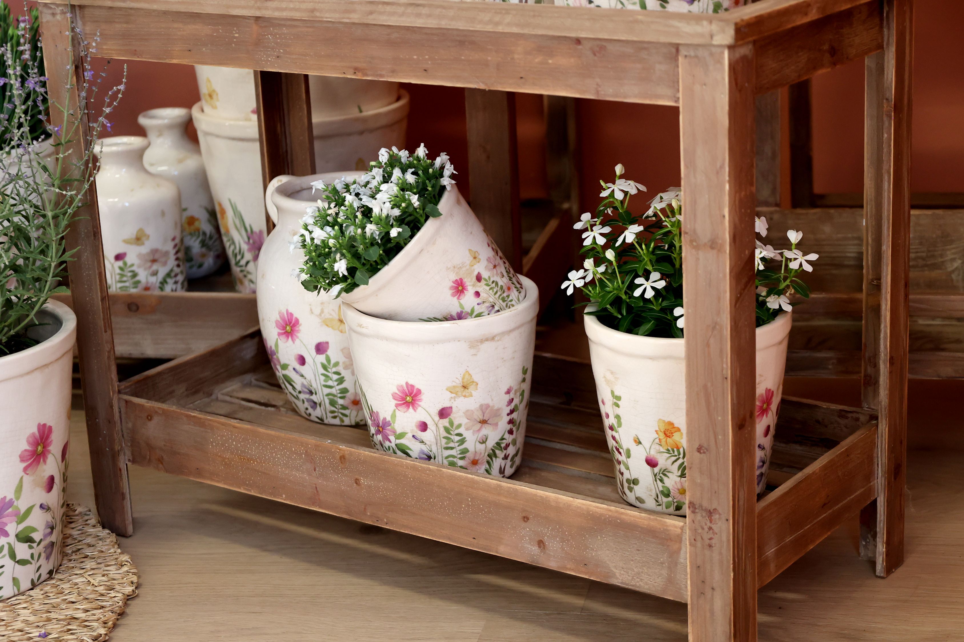 Tisch-Set aus Kiefernholz, 2er Set, natur