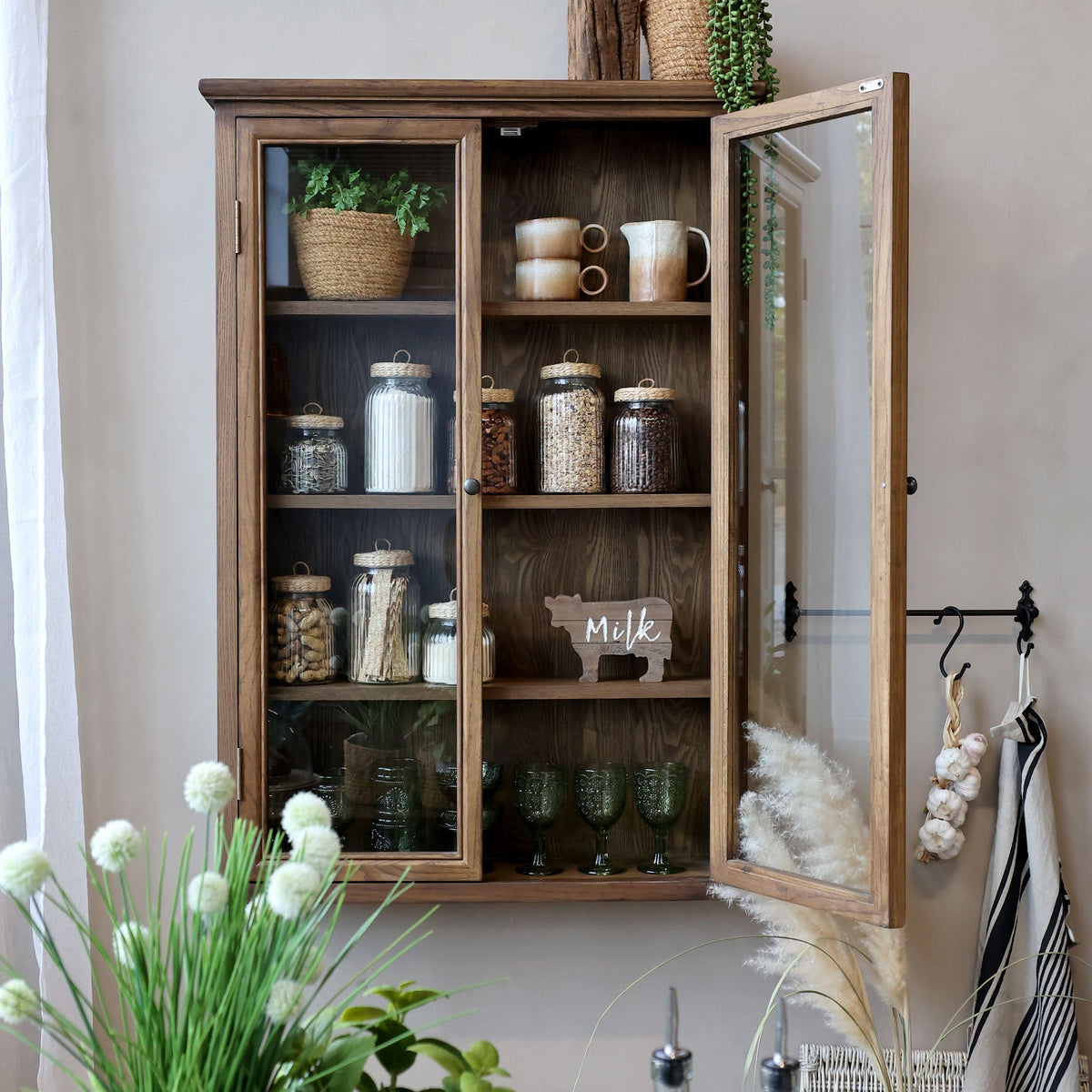 Wandschrank Marseille aus Ulmenholz, 120 cm hoch
