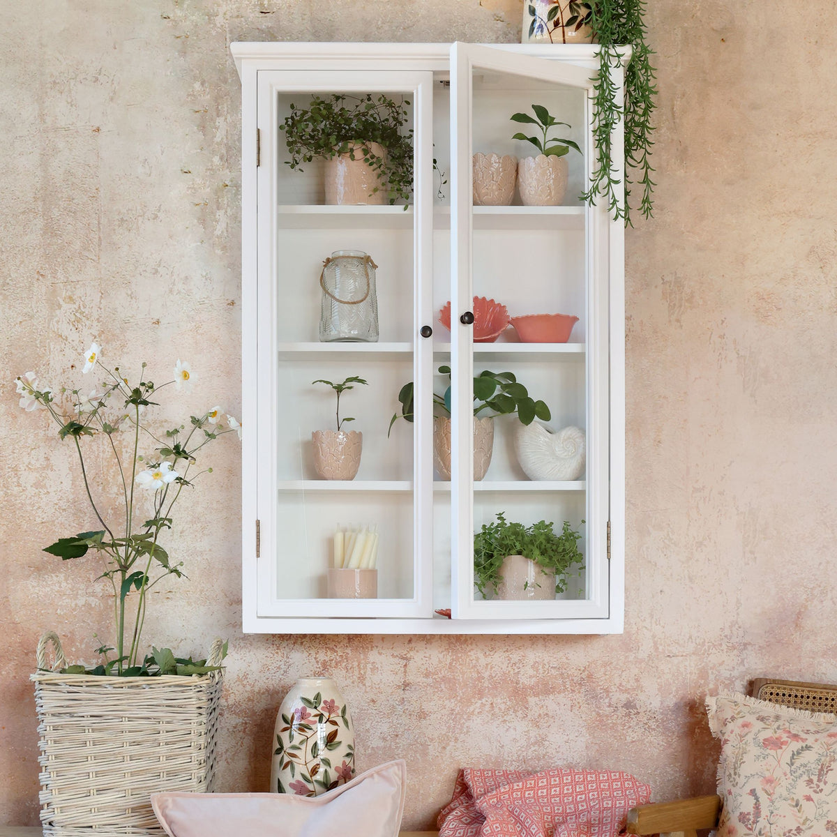 Wandschrank Marseille, 120 cm hoch, weiß mit 4 Ablagen