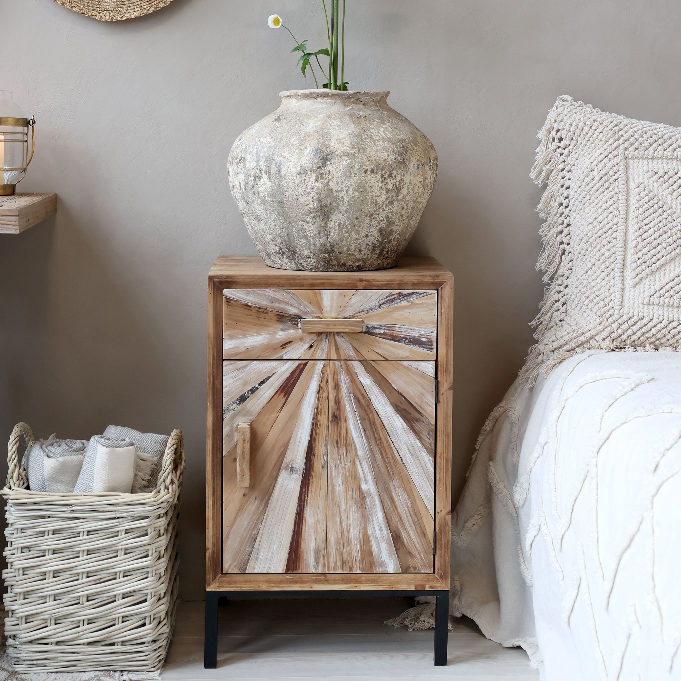 Schrank mit 1 Tür und Schublade, 40x34,5 cm, natur