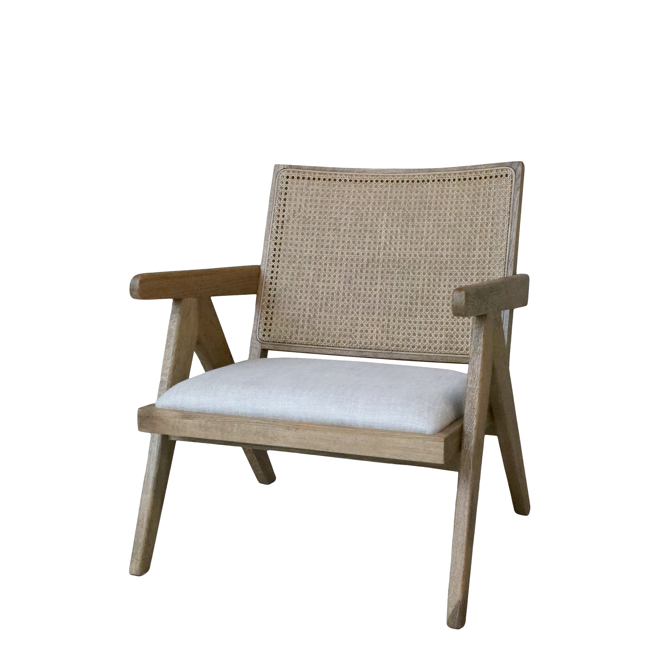 Loungestuhl mit Stoffsitz und Rattan-Rückenlehne, 70 cm