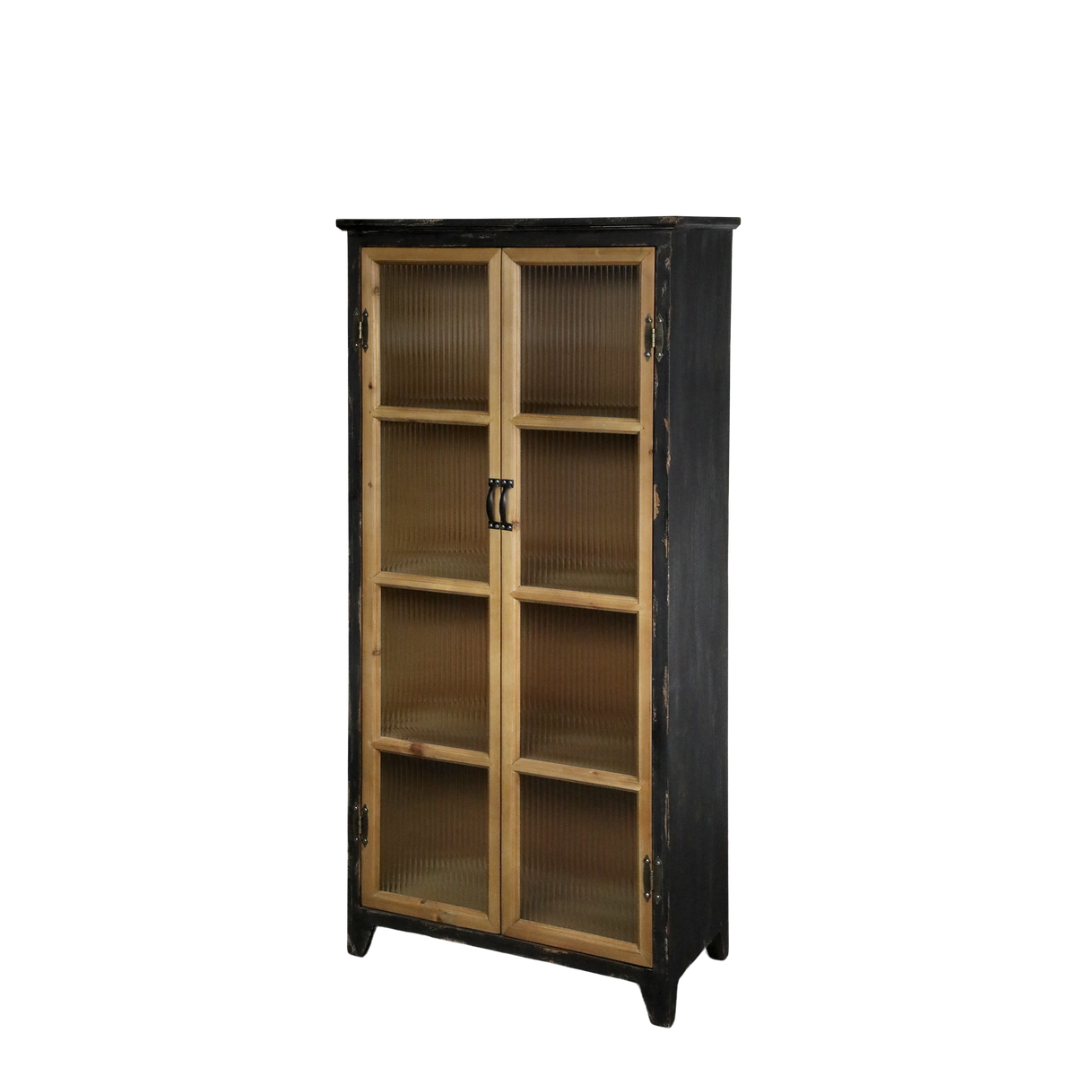 Vitrinenschrank mit Glastüren aus Tannenholz, 150,5 cm hoch