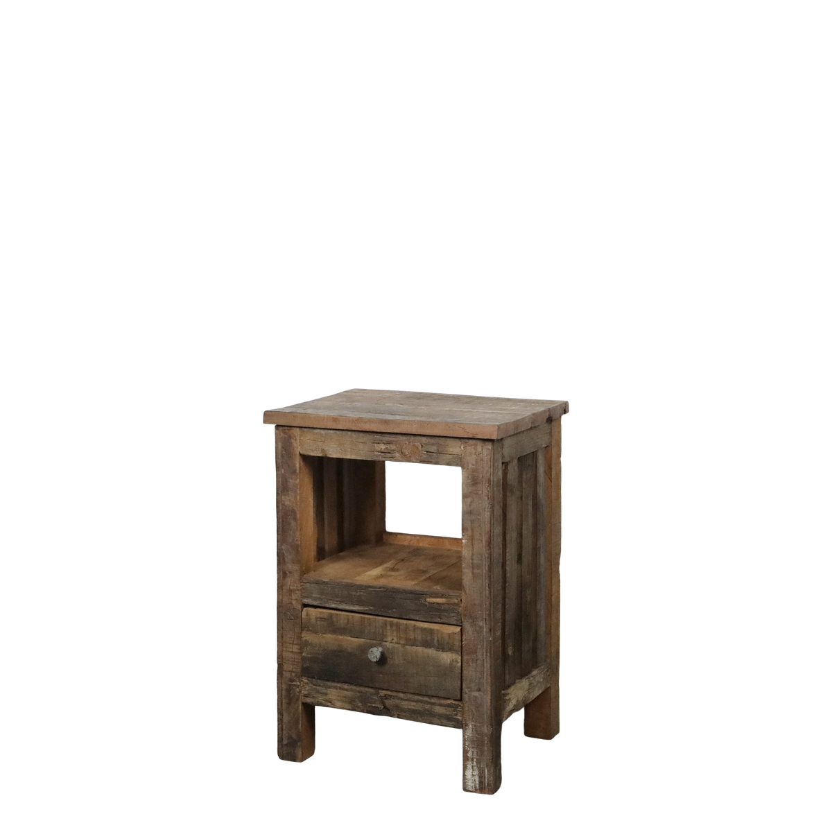 Tisch mit Schublade aus Recyclingholz, 63 cm hoch