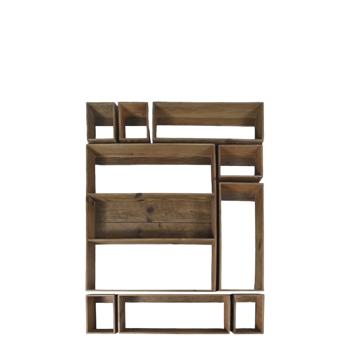 Regal-Set aus Kiefernholz, 9-teilig, 87x120 cm, natur