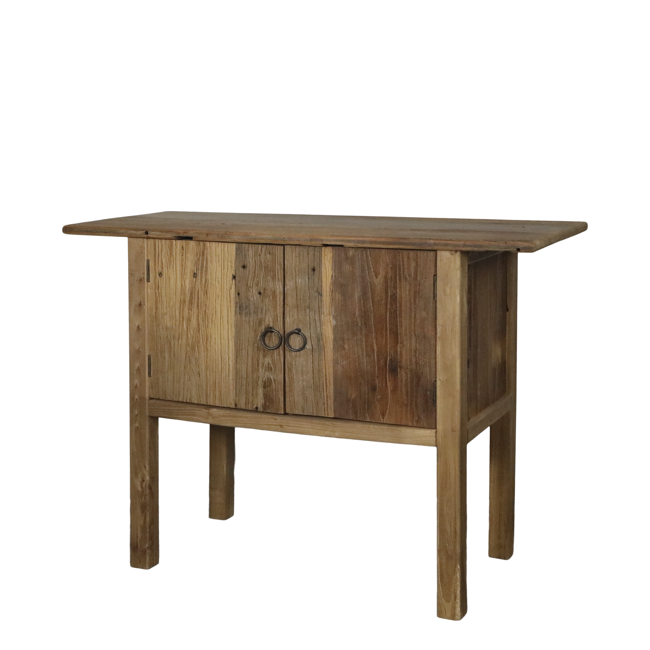 Kleiner Schrank mit Türen aus Ulmenholz, 82 cm hoch