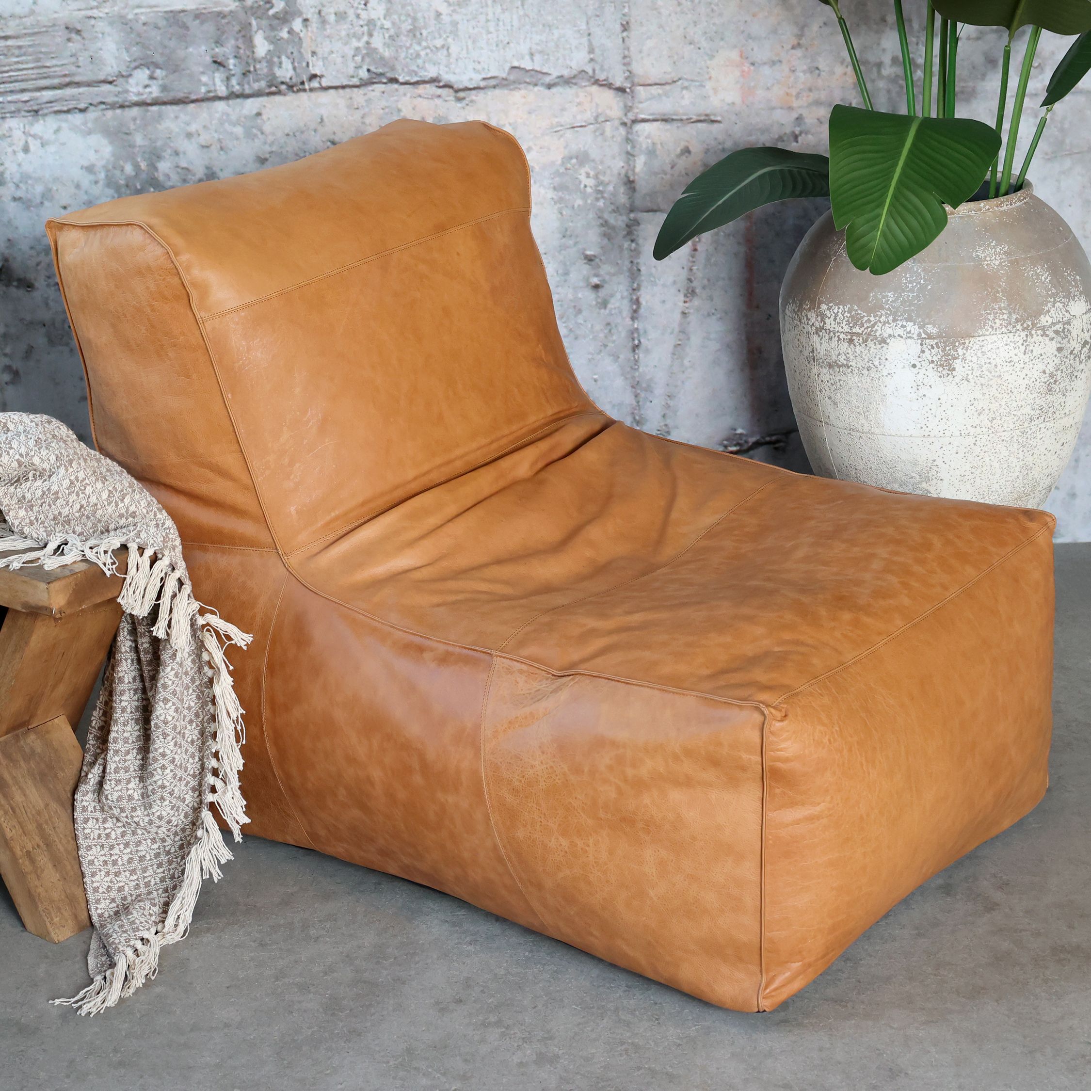Ledersofa-Loungesessel aus Büffelleder in Cognac