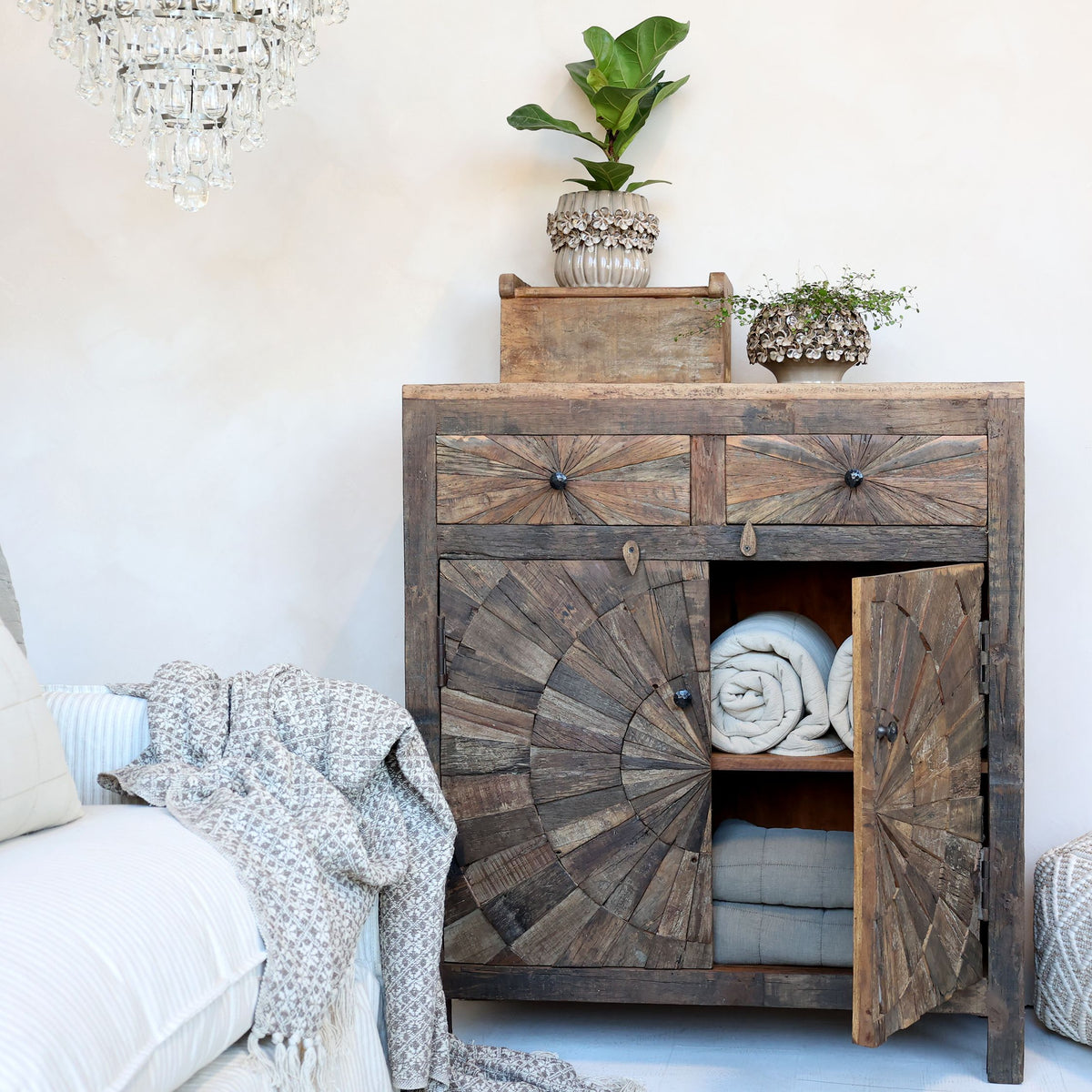 Schrank mit Schubladen Grimaud, 100 cm hoch, natur
