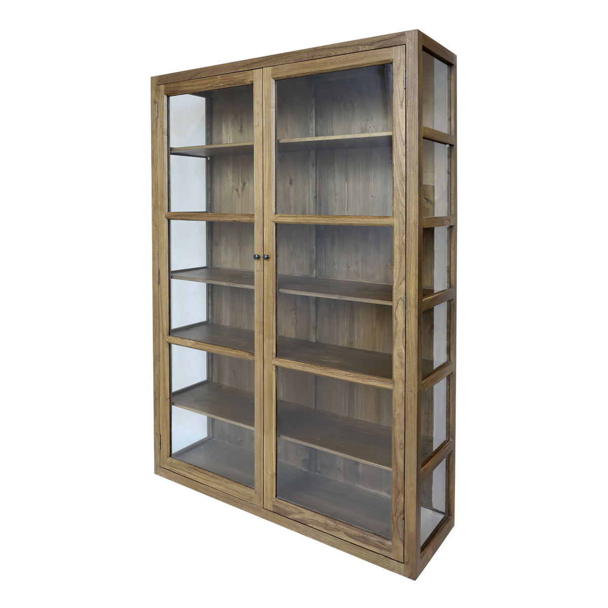 Vitrinenschrank Marseille aus Ulmenholz, 196 cm hoch