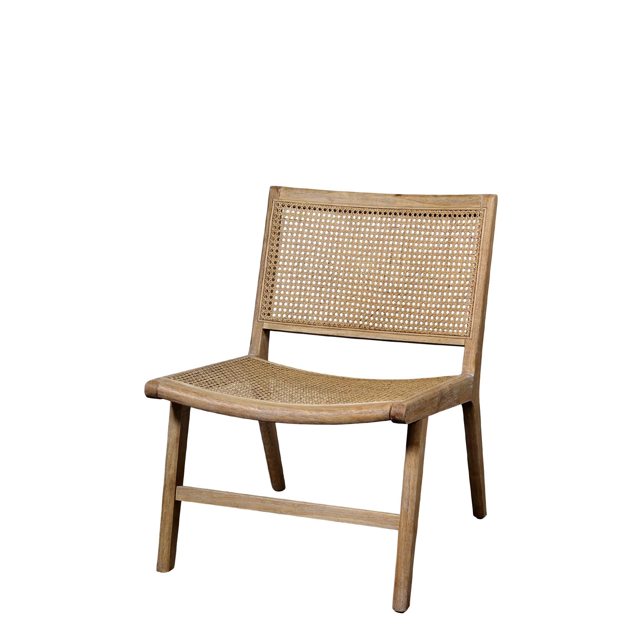 Loungestuhl mit Geflechtsitz und Rückenlehne, natur