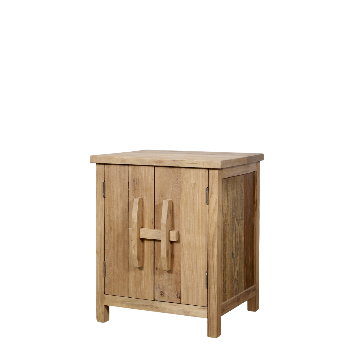 Kleiner Schrank mit 2 Türen, Ulmenholz, 55 cm hoch