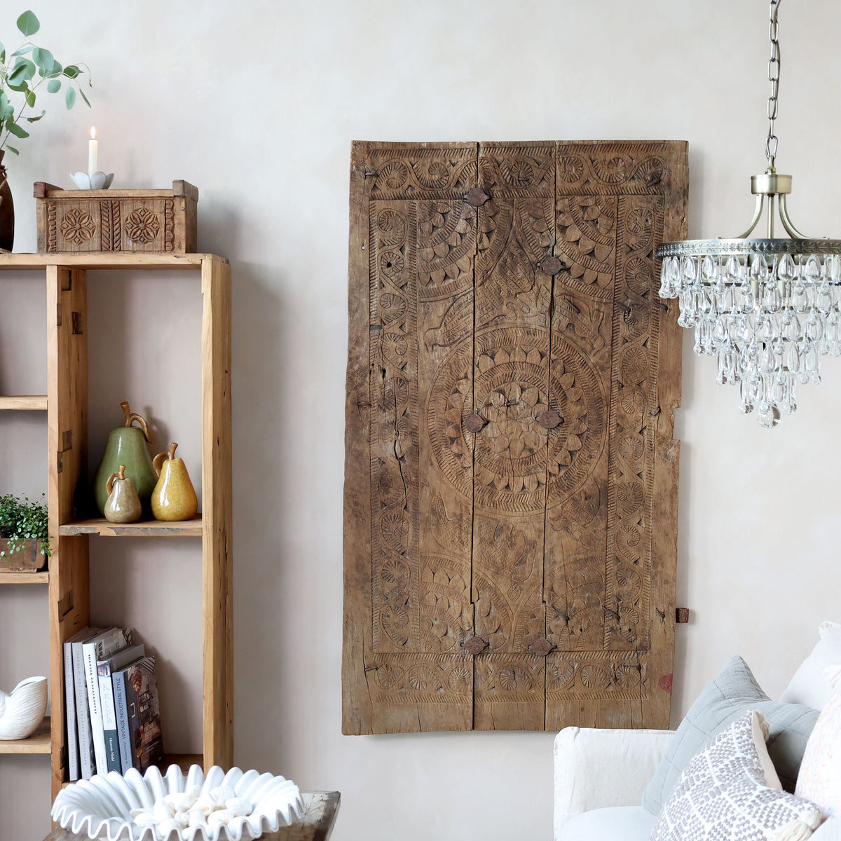Grimaud Tür aus Recyclingholz – Möbeldekoration, 143 cm hoch