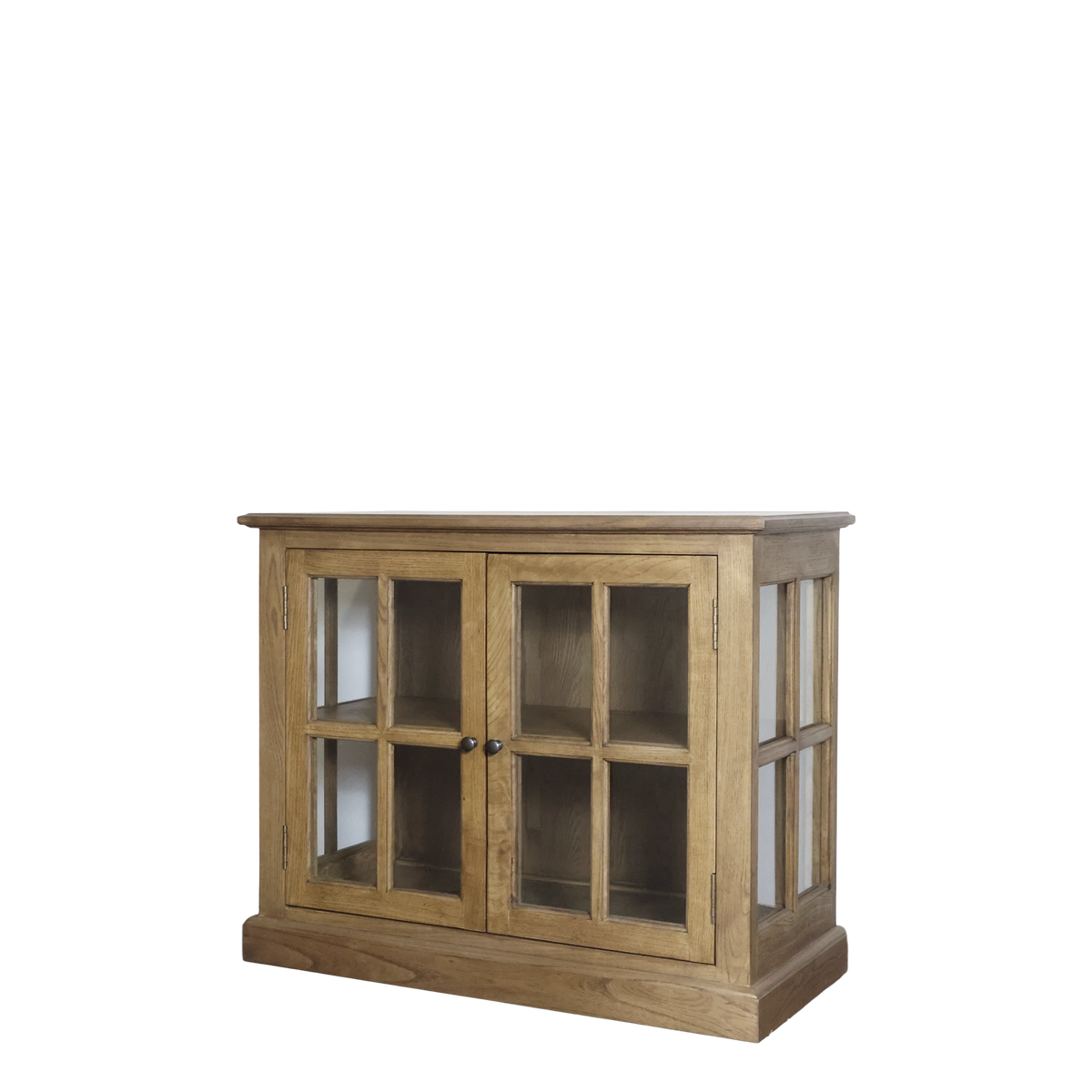 Vitrinenschrank Marseille aus Holz, 80 cm hoch, natur