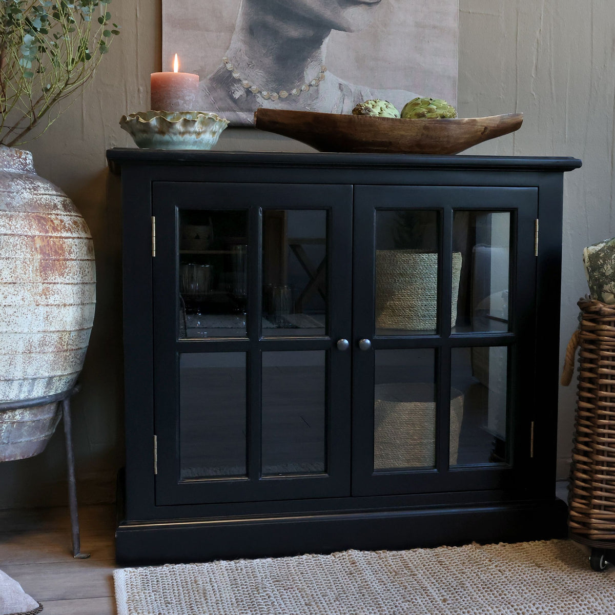 Vitrinenschrank Marseille, 80 cm hoch, mit 2 Türen