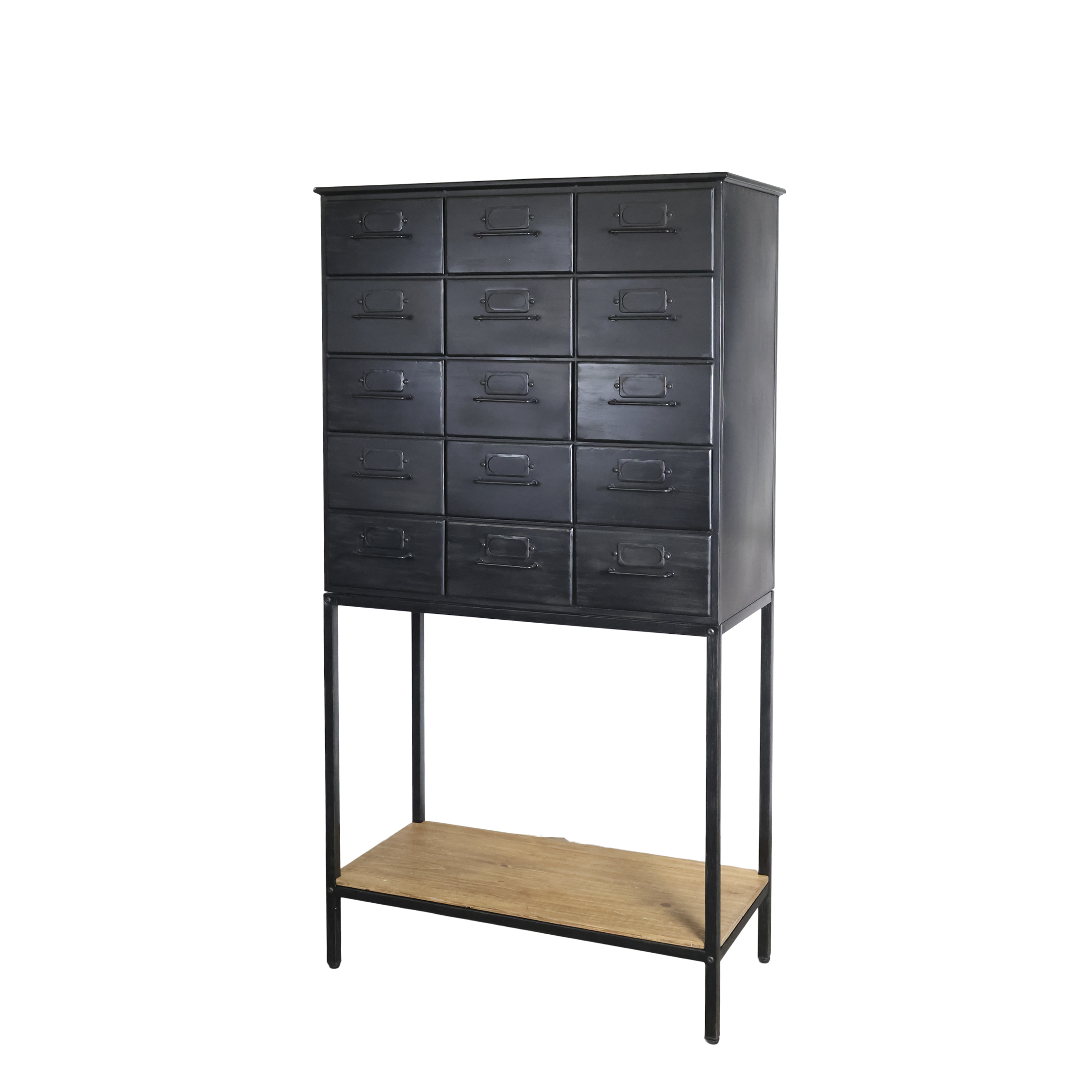 Kommode mit 6 Schubladen, 146 cm hoch, Antikschwarz