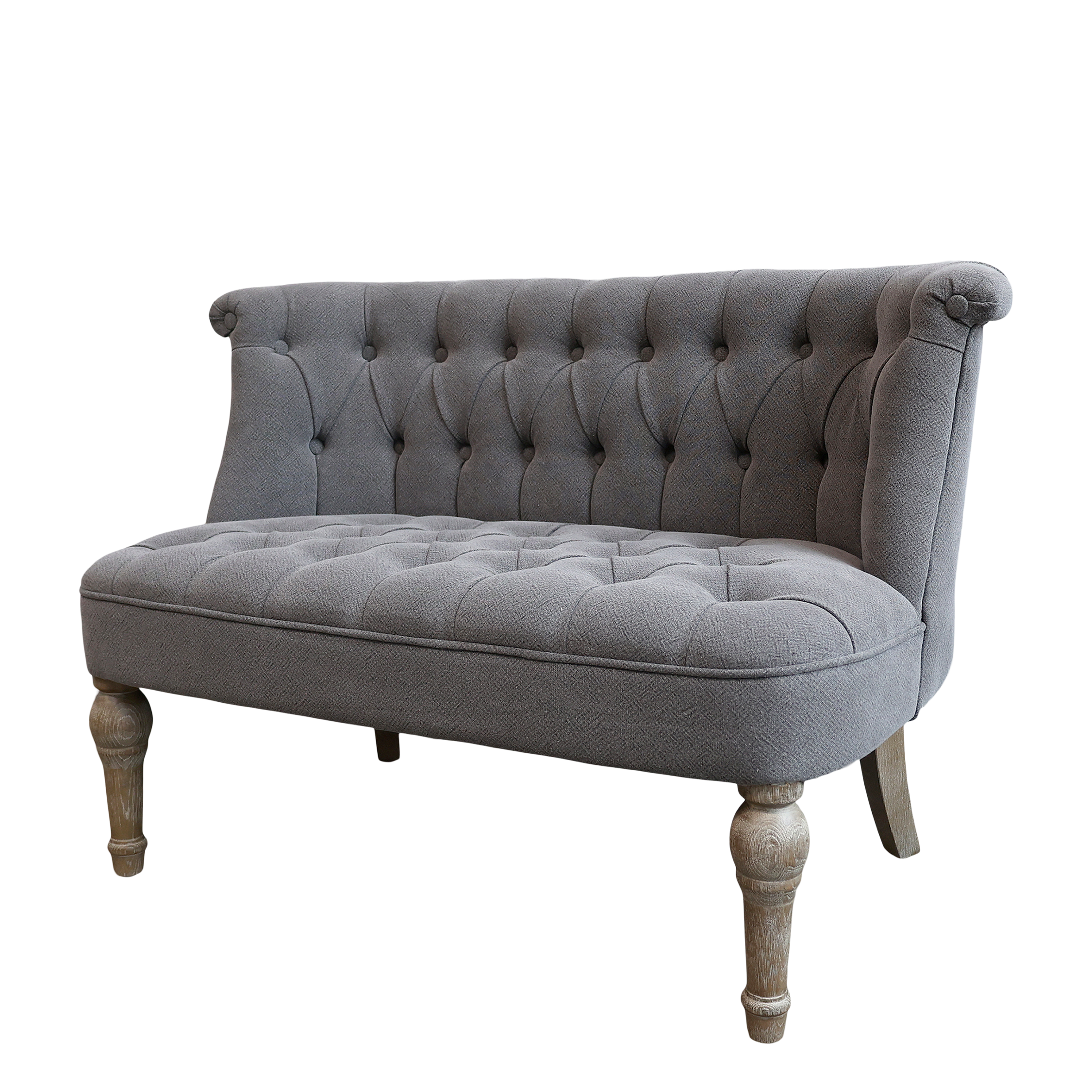 French Sofa in linen fabric 2 seats H75/L110/W55 cm coal