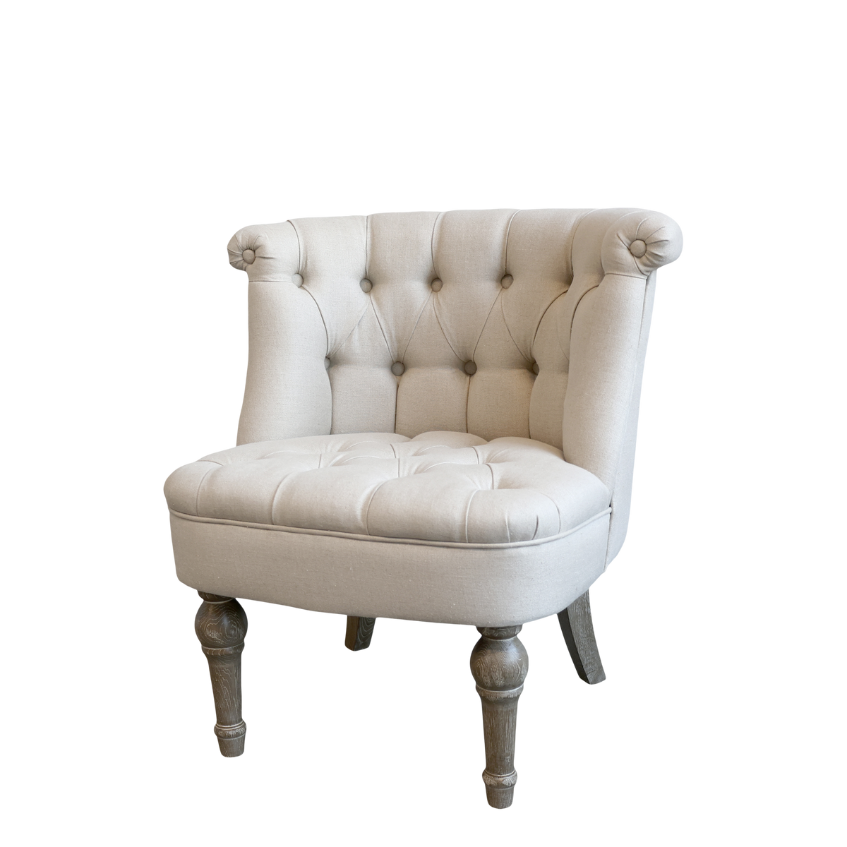 Sessel aus Eichenholz mit Leinenbezug, 66 cm breit