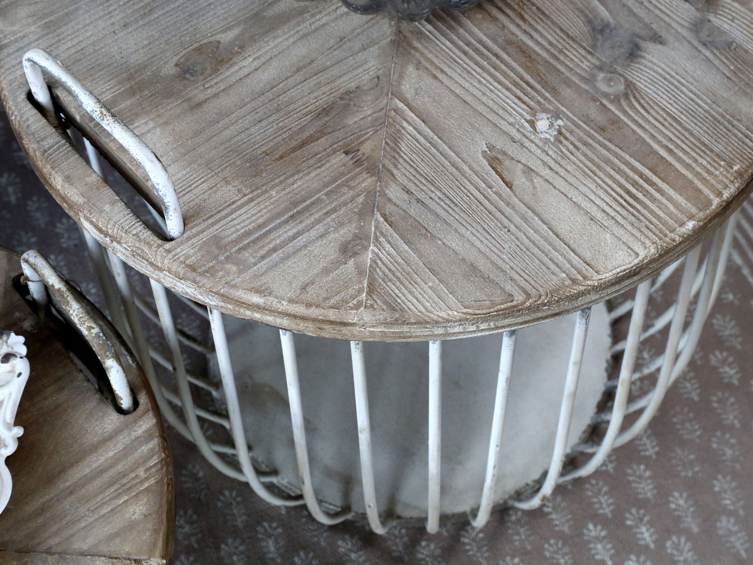 Sofatisch mit Holzdeckel, 2er-Set, Antikweiß