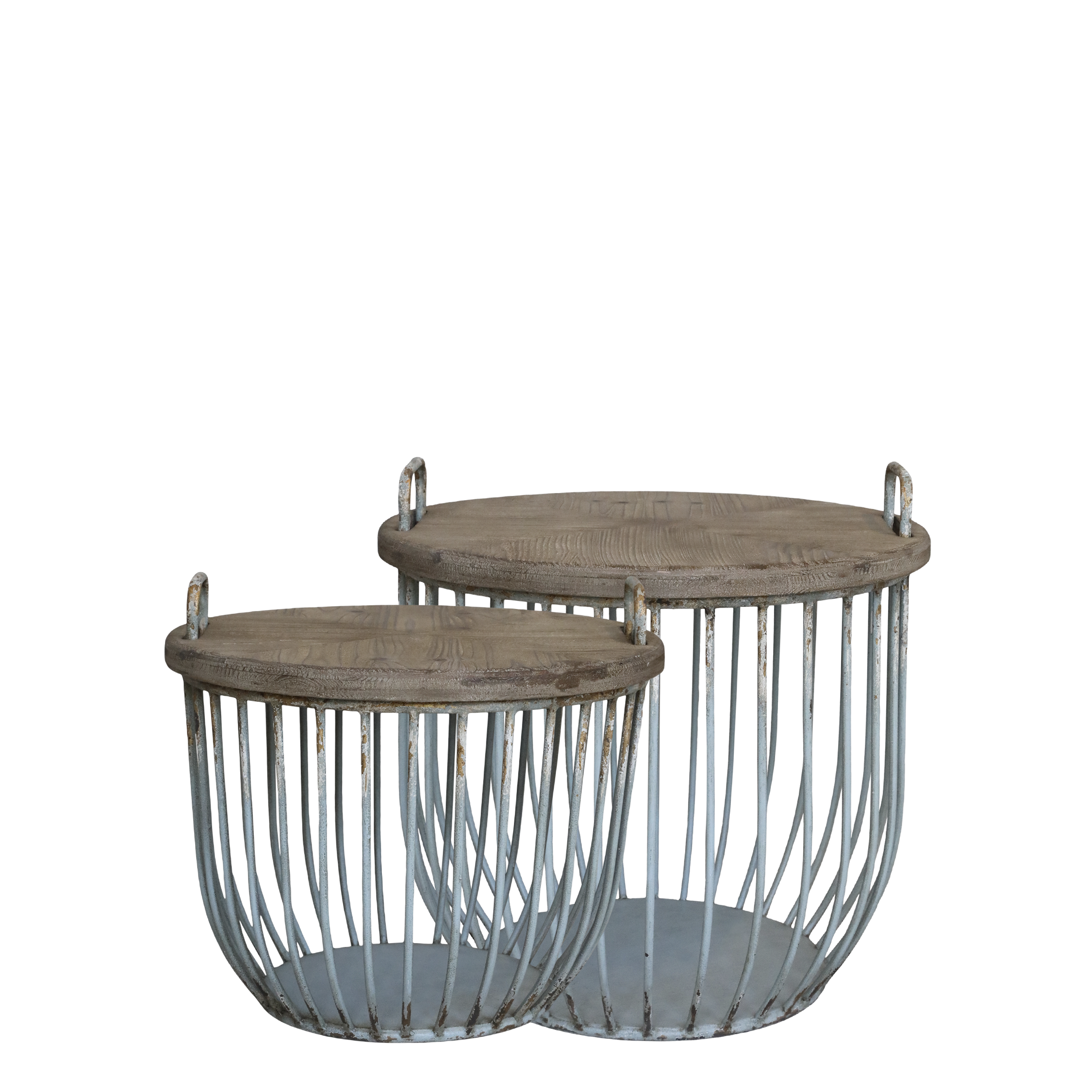 Coffee Table w. wooden lid set of 2 H48/D57 cm opal