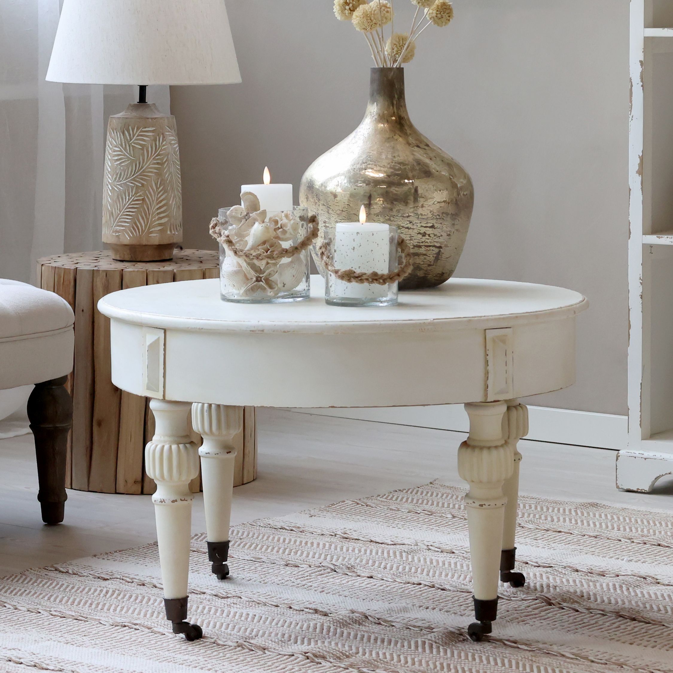 Sofatisch Marie Antoinette, 46 cm hoch, antique creme