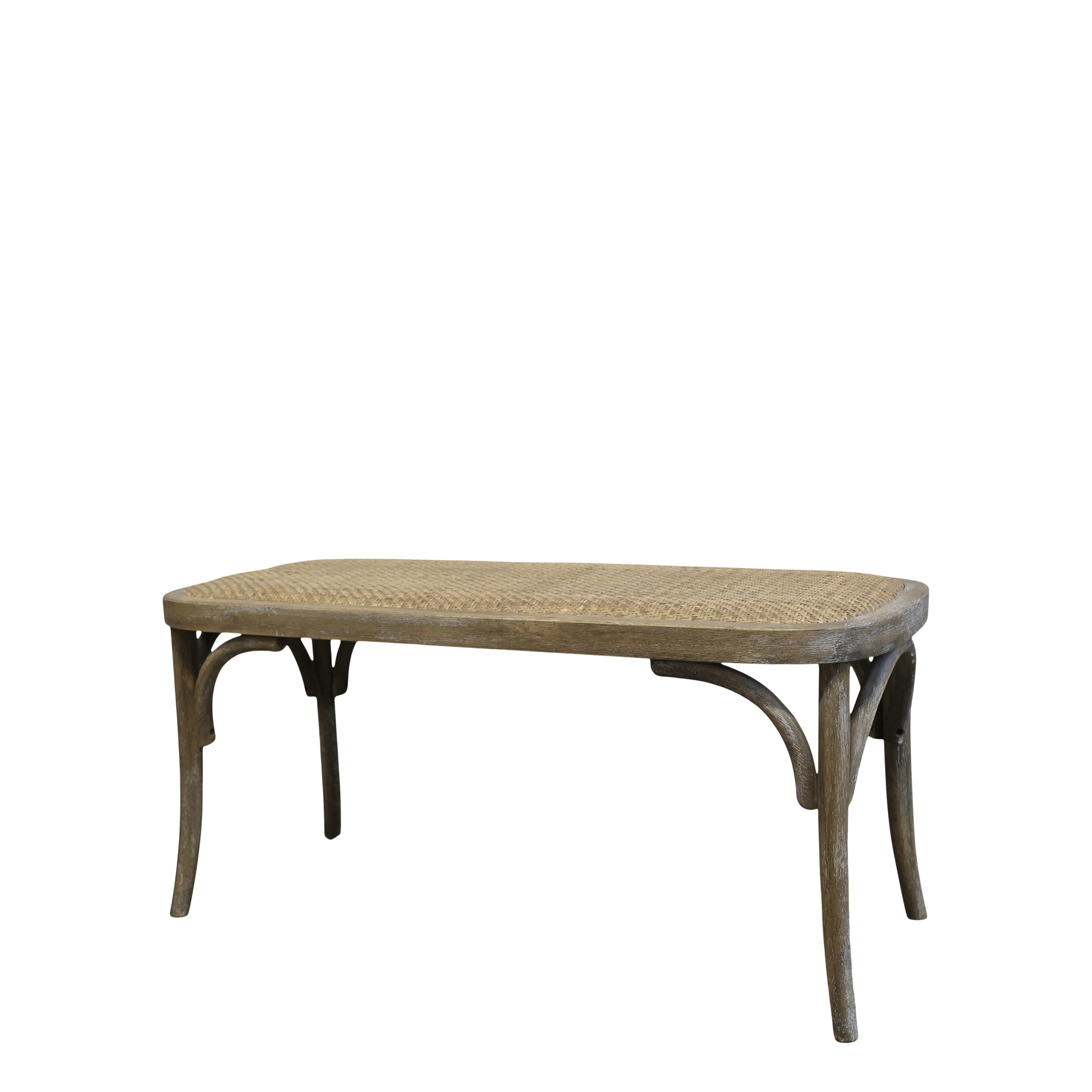 French Bench w. wicker seat H46/L100/W42 cm nature