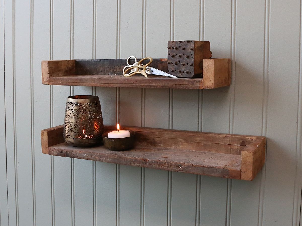 Altes Regal aus Holz, 60 cm lang, natur