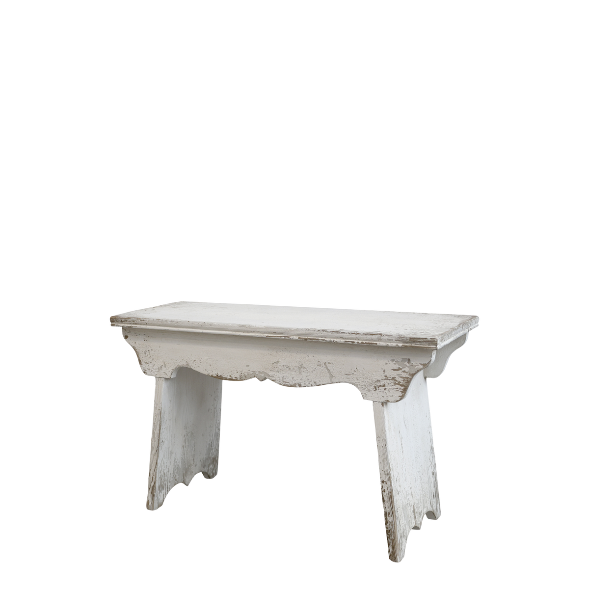 Alte Bank aus Tannenholz, antique creme, 80 cm