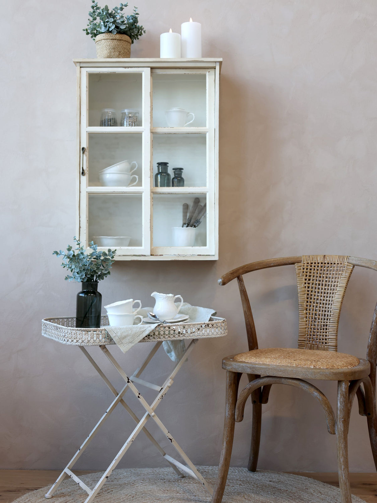 Wandschrank mit Schwebetür aus Tannenholz, 70 cm hoch