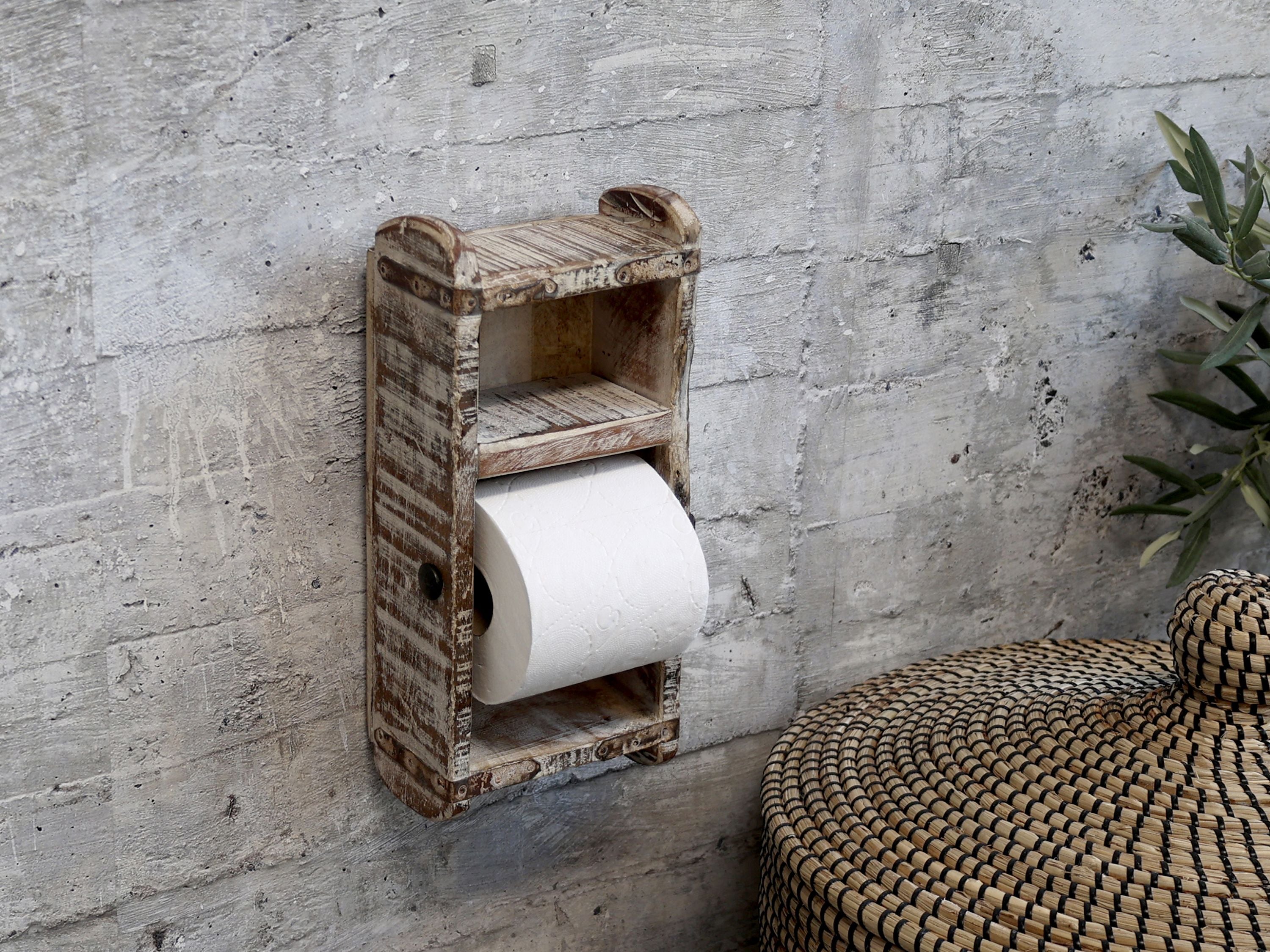 Grimaud Toilettenpapierhalter in Backsteinform, antique weiß