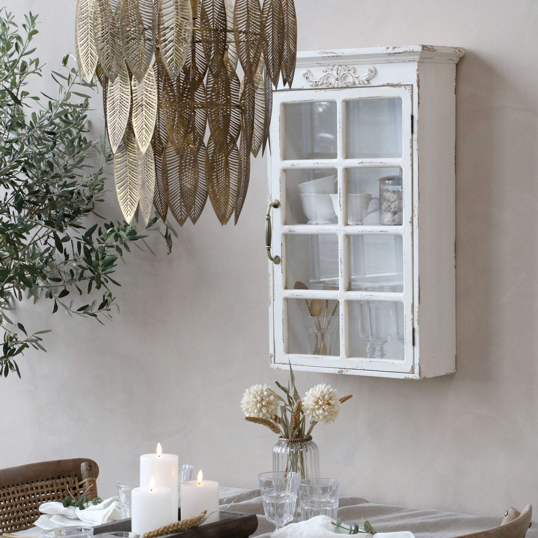 Vitrinen Wohnzimmer: Wandschrank in Antique Creme