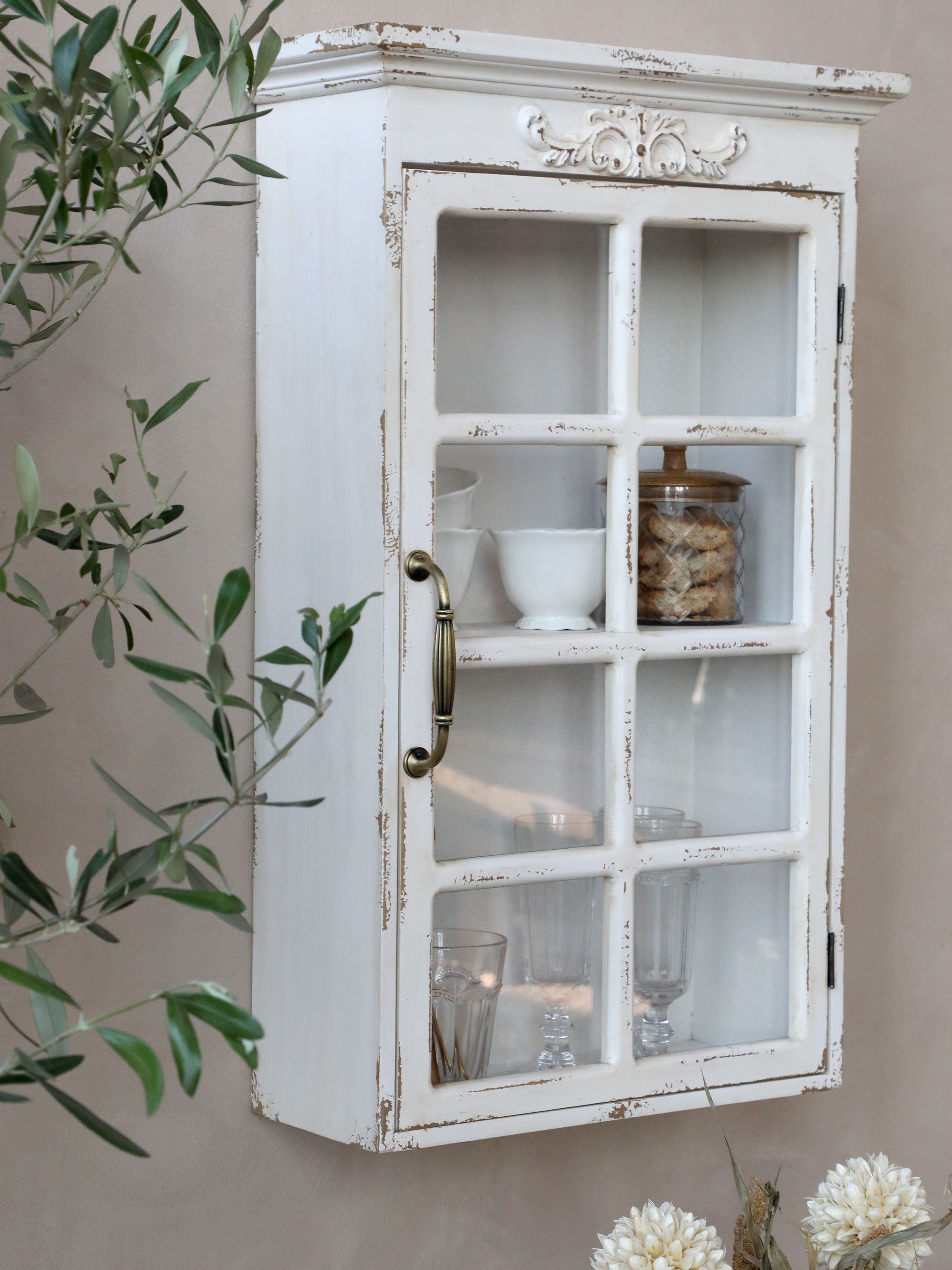 Vitrinen Wohnzimmer: Wandschrank in Antique Creme