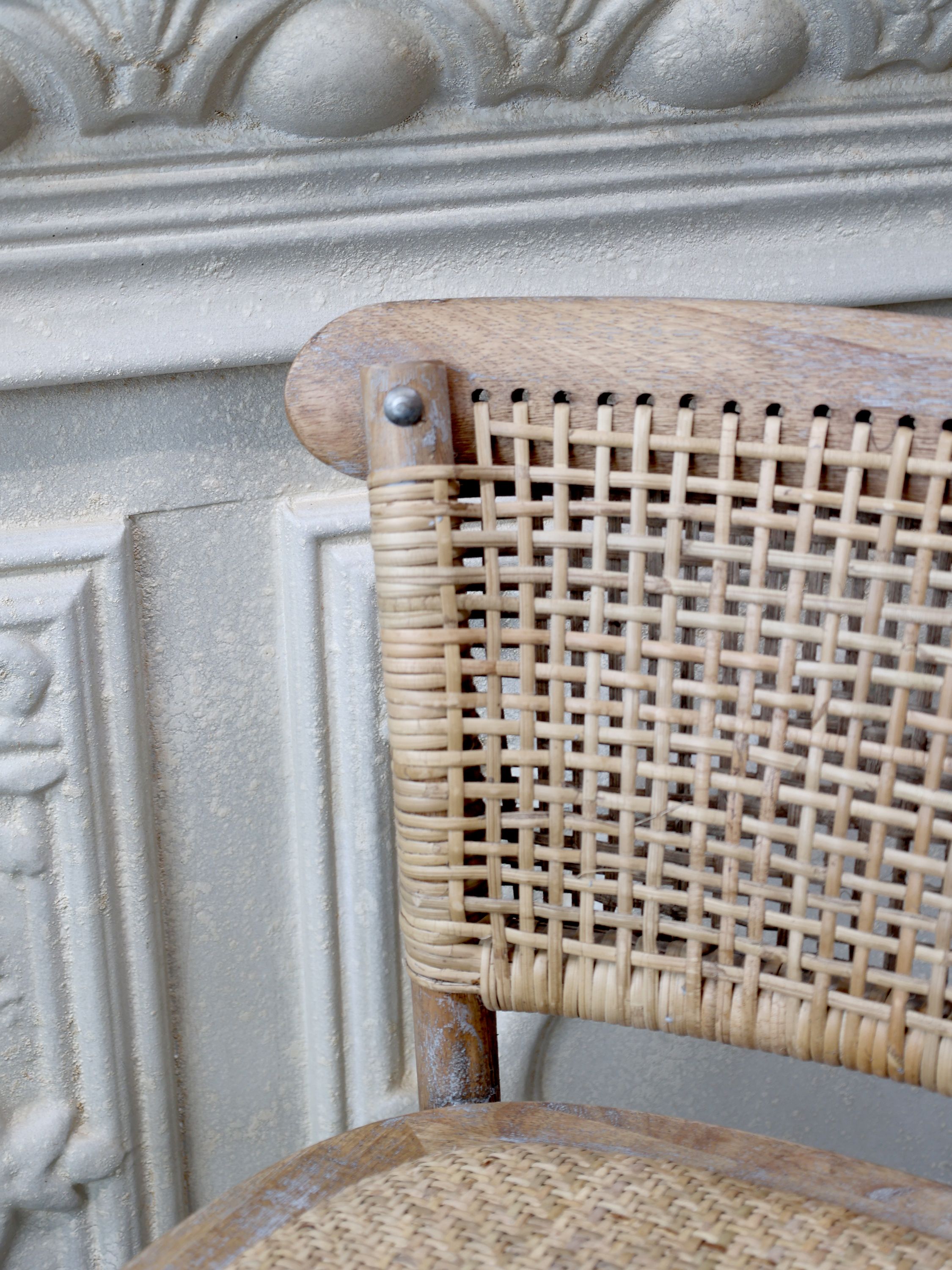 Französischer Barstuhl mit Rattan-Geflecht, 76 cm