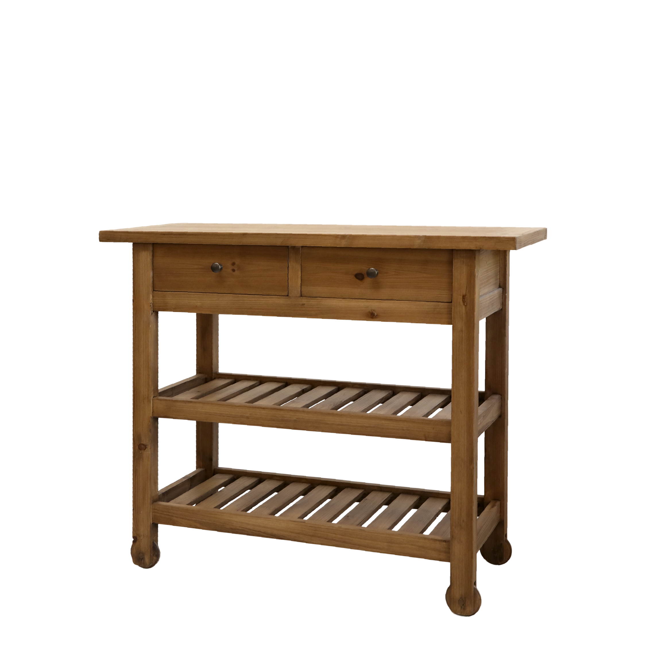 Anrichtetisch mit Rädern aus Kiefernholz, 100 cm lang